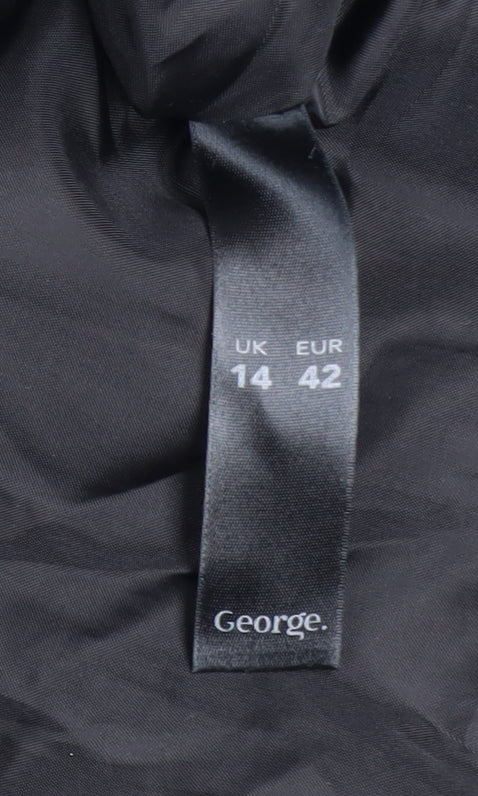 George Women’s Black Check Wool Blend Mid-Length Coat Size 14 - Image 5