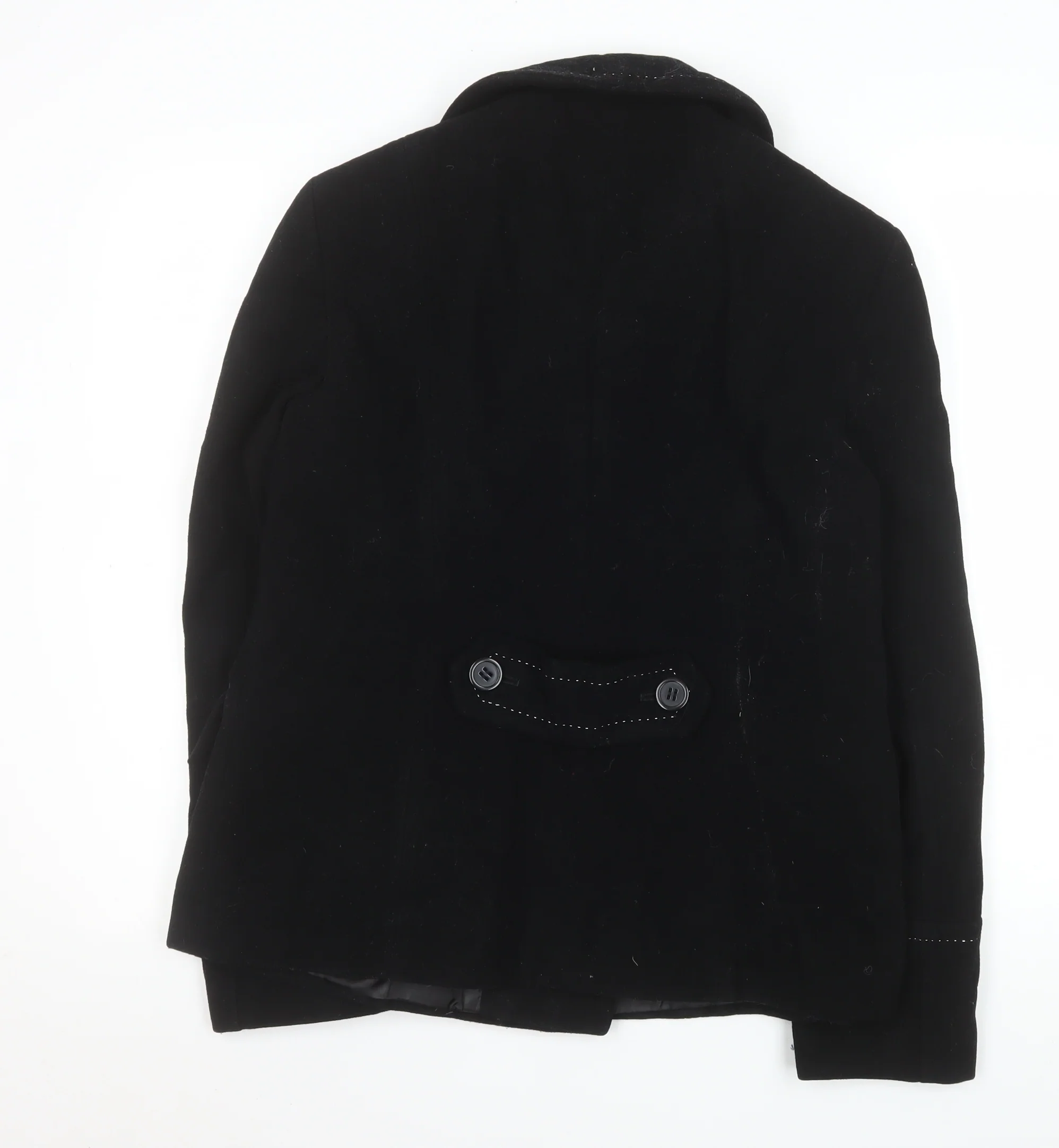 George Women’s Black Wool Blend Pea Coat UK 14 Button Mid-Length Jacket - Image 3