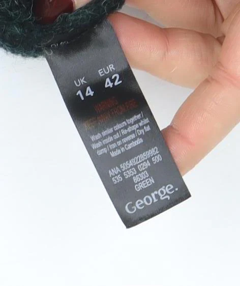 George Women’s Green Relaxed Knit Pullover Jumper Size 14 - Image 4