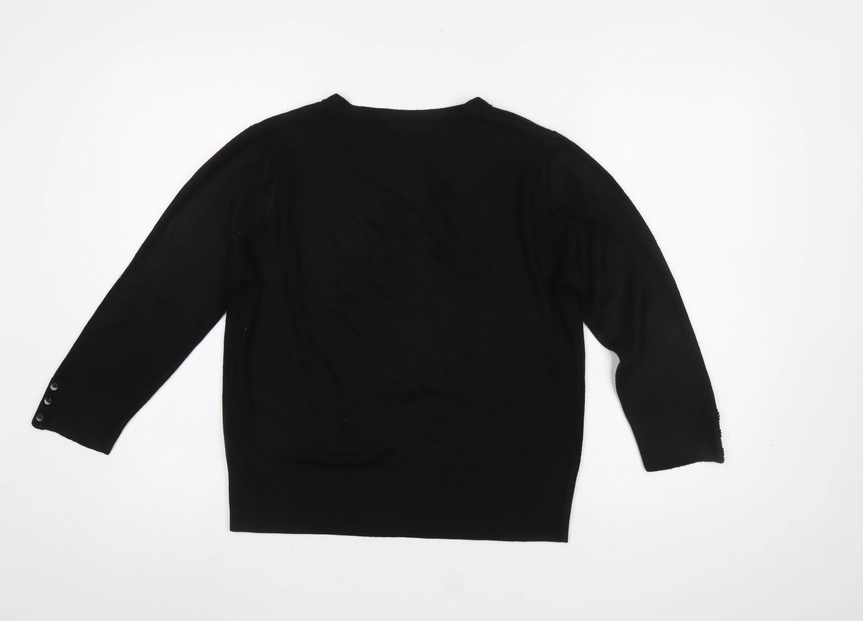 George Women's Black V-Neck Acrylic Jumper Size 12 - Image 3