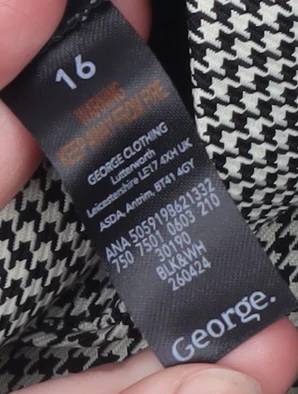 George Women's Black & White Check Trousers Size 16 Classic Fit - Image 4