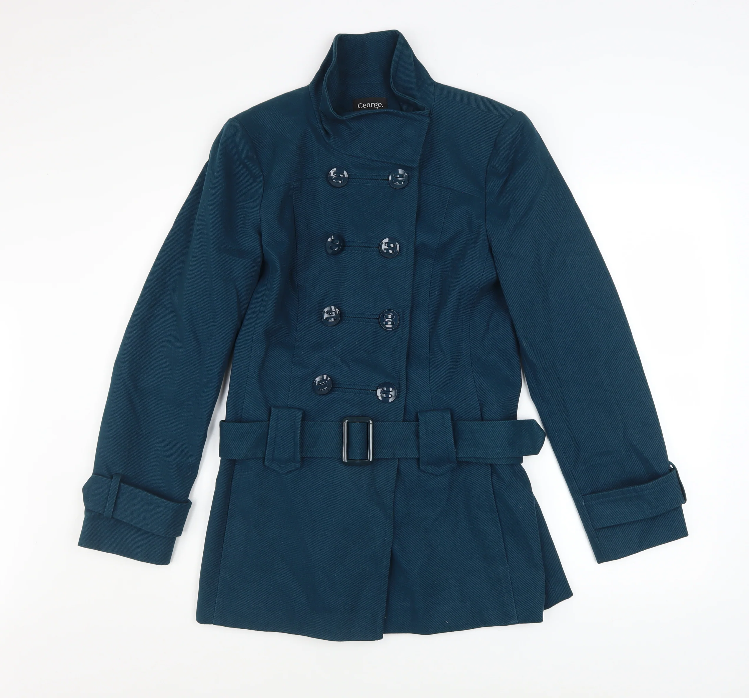 George Women's Blue Cotton Belted Trench Coat UK 12