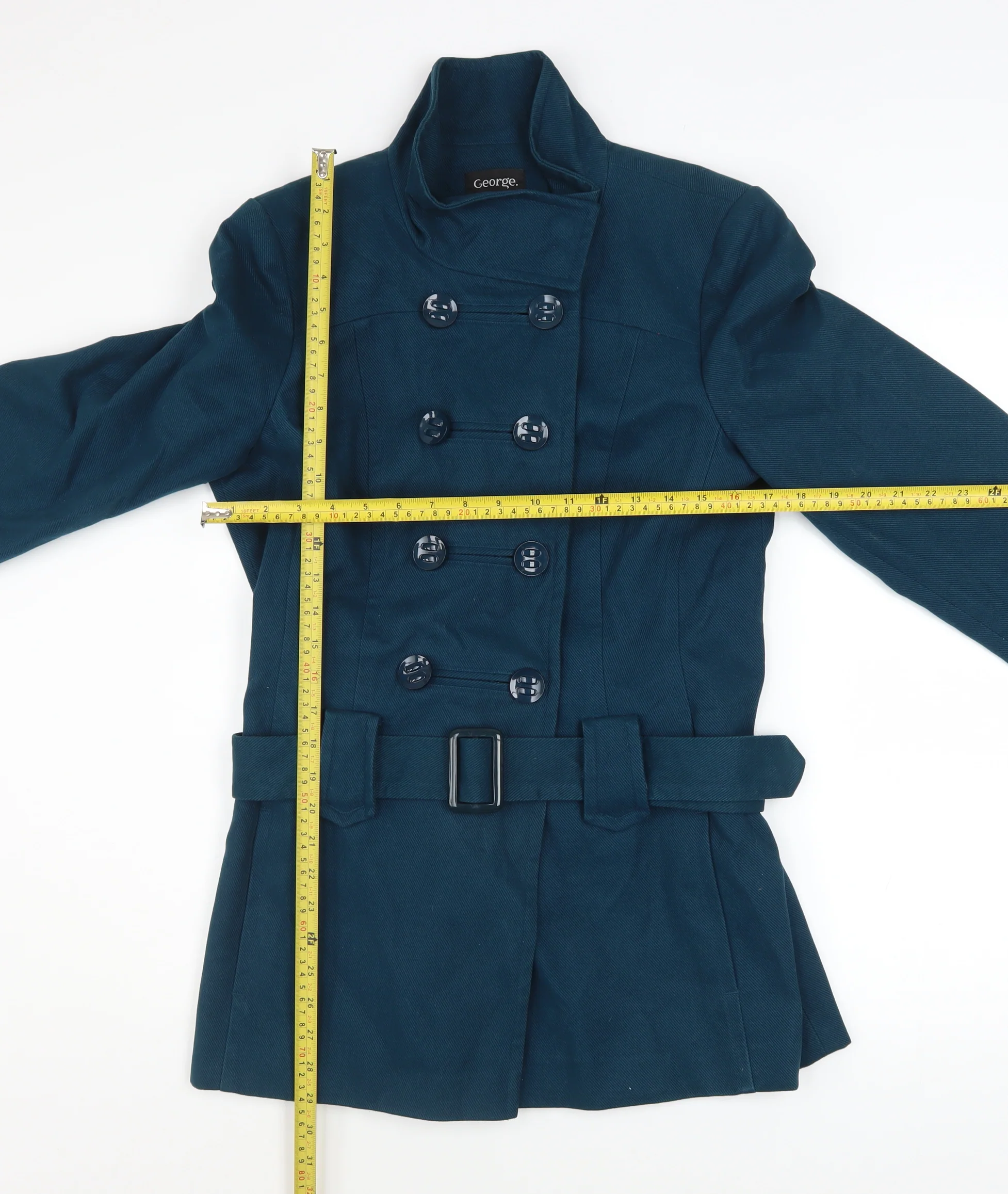 George Women's Blue Cotton Belted Trench Coat UK 12 - Image 2