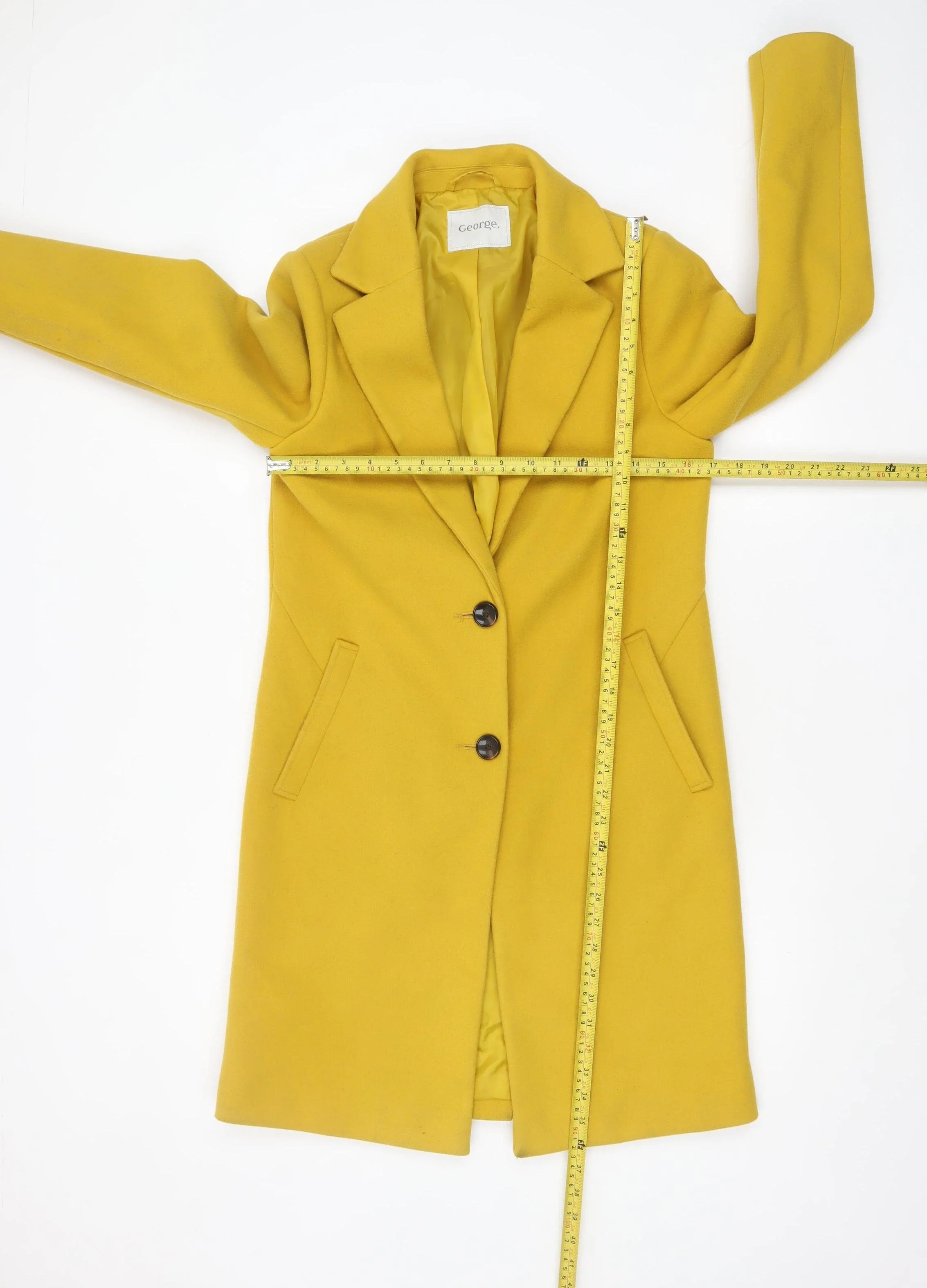 George Women's Yellow Long Overcoat Size 8 Classic Polyester - Image 2