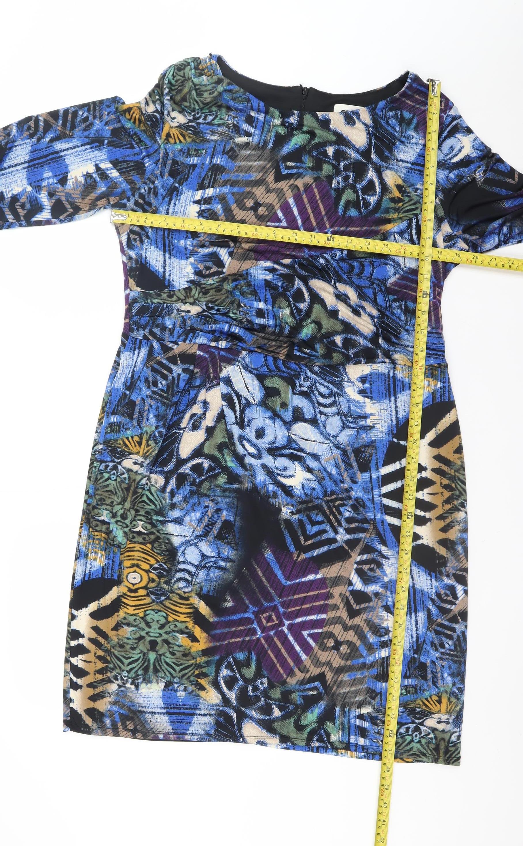 Gerard Womens Multicoloured Geometric Bodycon Dress Size 18 - Image 2