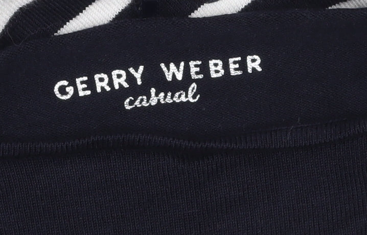 Gerry Weber Women Blue Striped Boat Neck 3/4 Sleeve Cotton Jumper Size 10 - Image 5