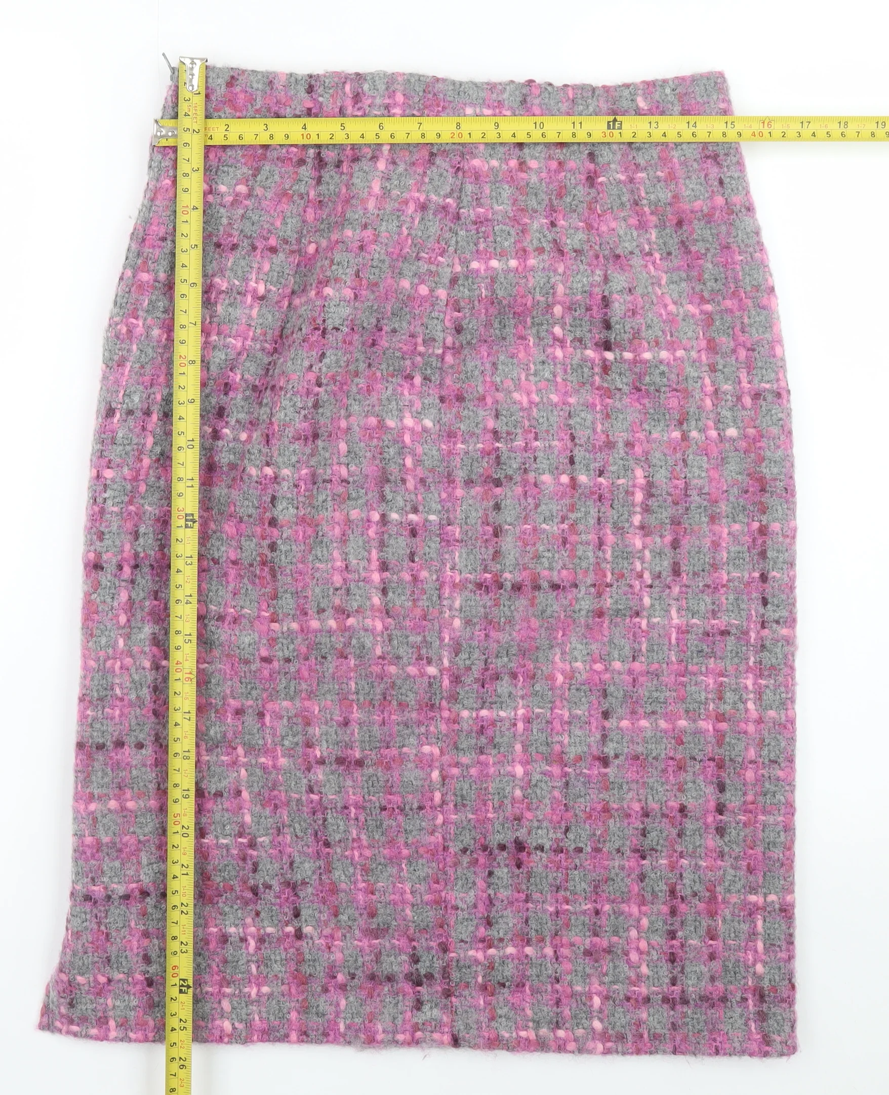 Gerry Weber Women’s Pink Wool Tweed Pencil Skirt Size 12 - Image 2