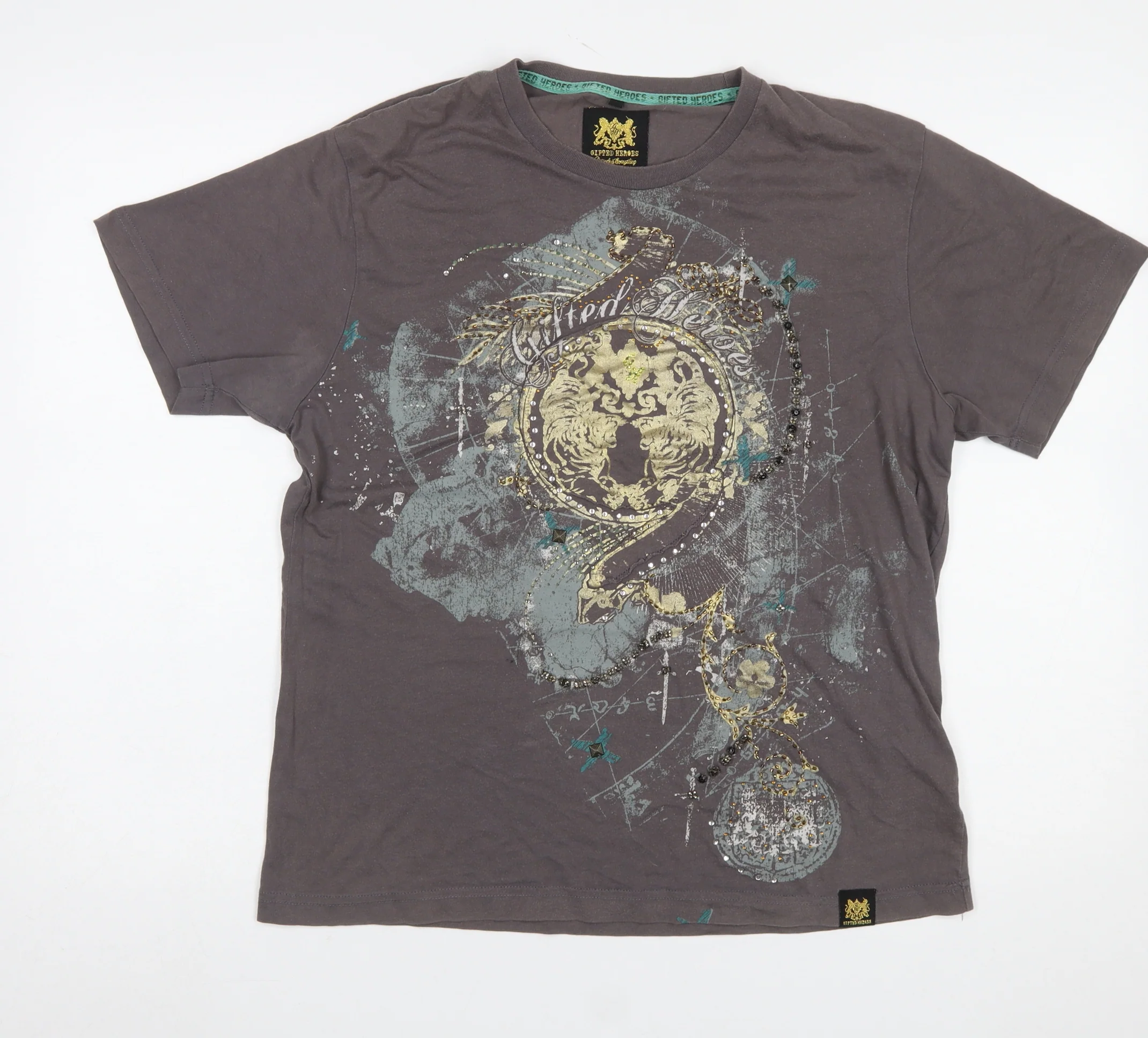 Gifted Heroes Unisex Grey Cotton Graphic T-Shirt M