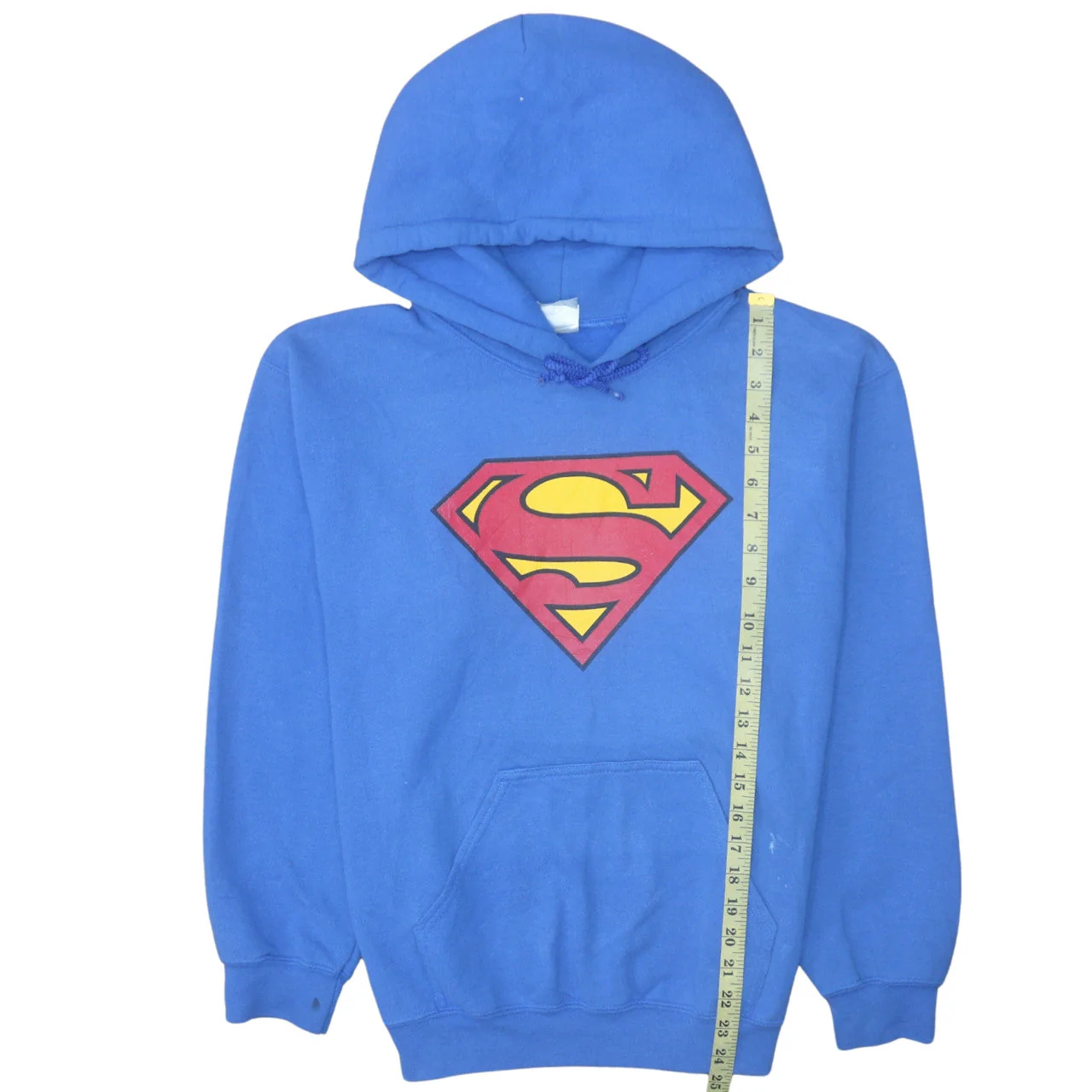 Gildan Men's Blue Superman Logo Pullover Hoodie Size S Fleece - Image 3