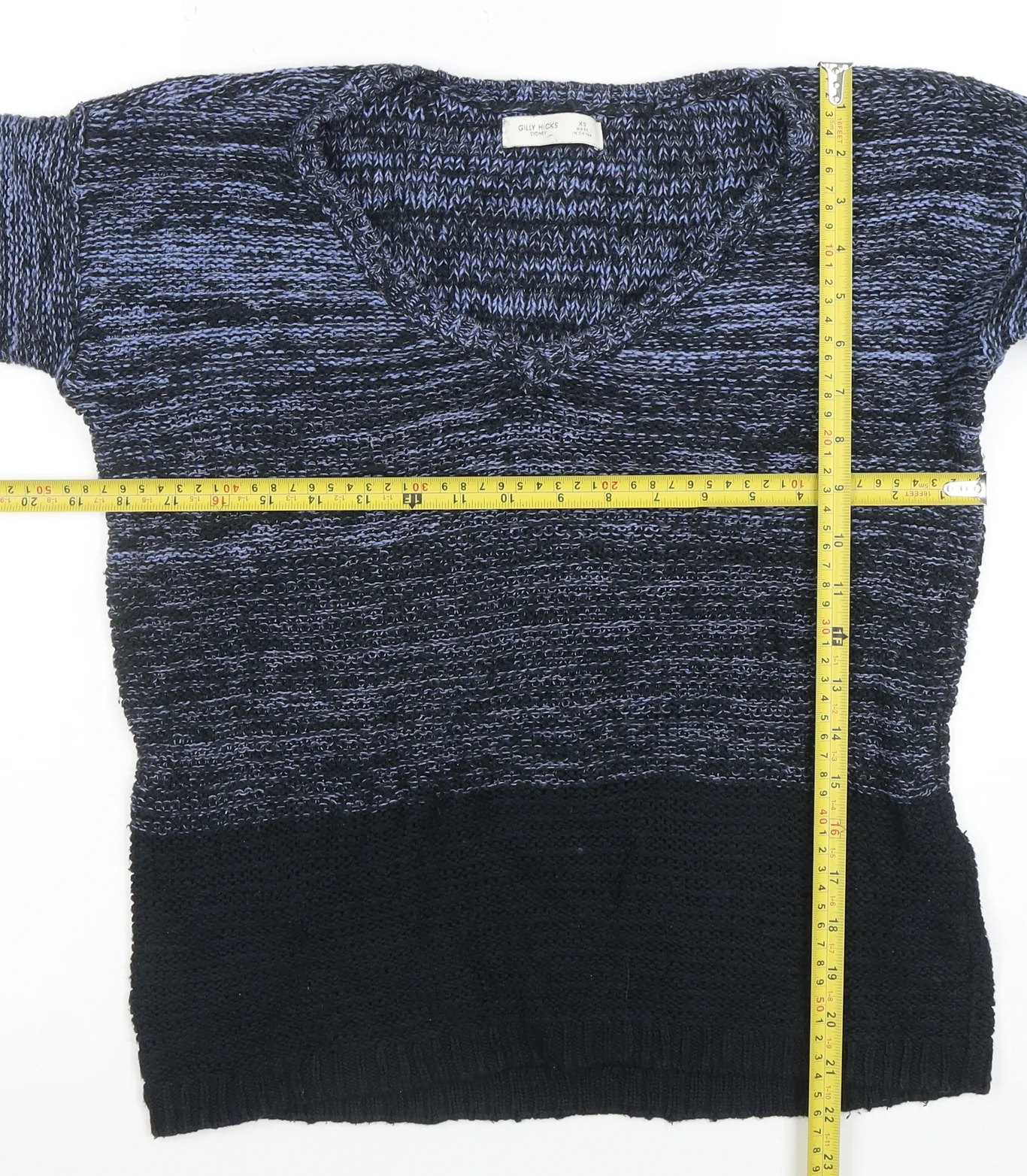 Gilly Hicks Women's Blue V-Neck Chunky Knit Jumper Size XS - Image 2