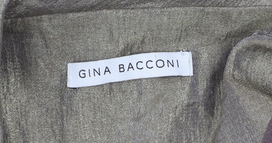 Gina Bacconi Women Brown Size 14 Classic Blazer with Floral Detail - Image 4