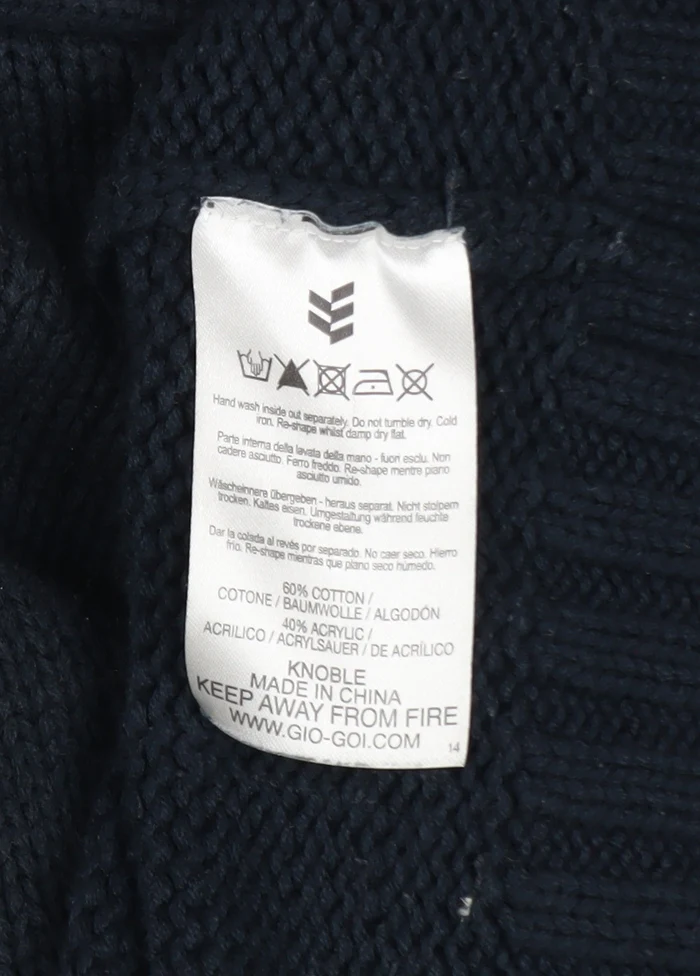 Gio-Goi Men's Blue Cable-Knit Shawl Collar Cotton Pullover Jumper Size L - Image 5