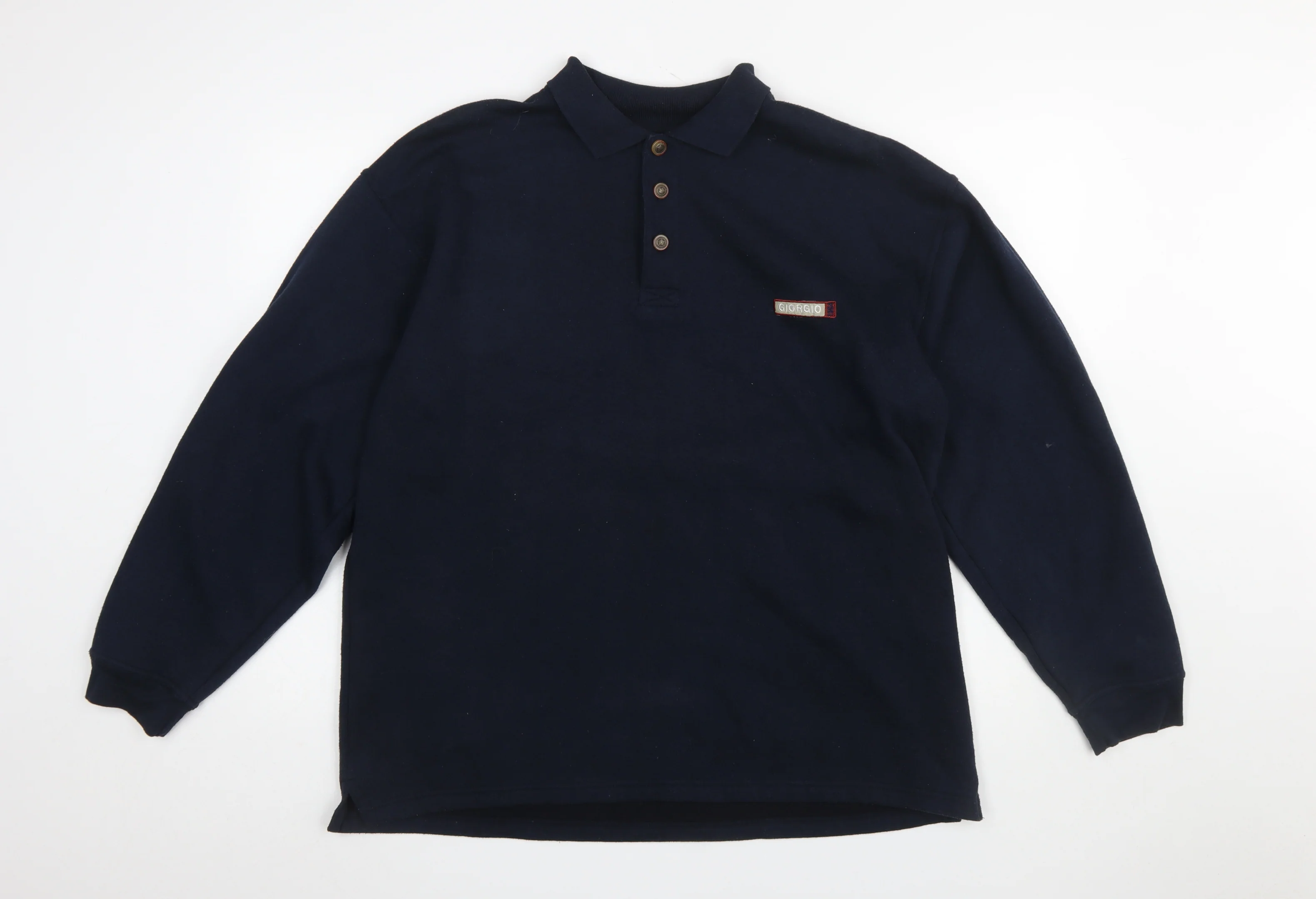 Giorgio Men's Blue Collared Henley Sweatshirt Size L