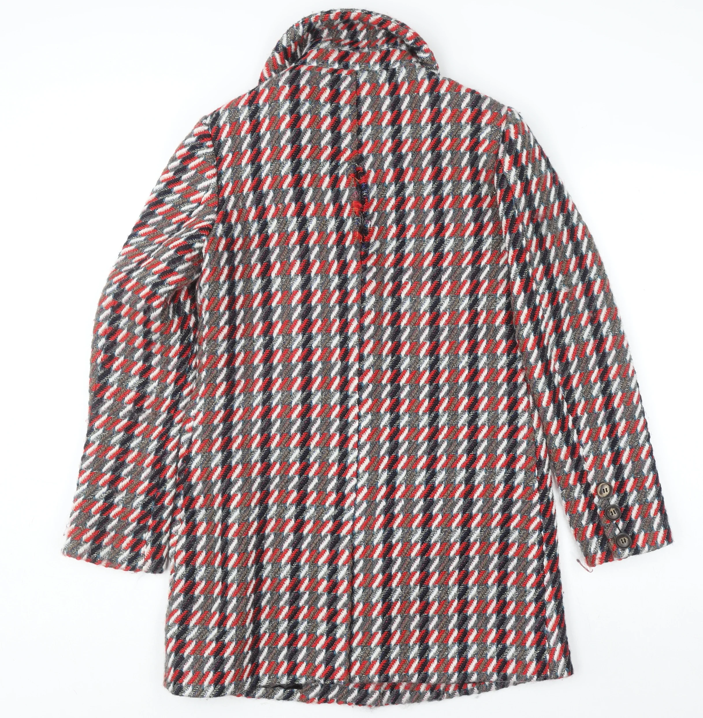 Glamorous Women's Multicoloured Check Wool Blend Mid-Length Coat Size 10 - Image 3