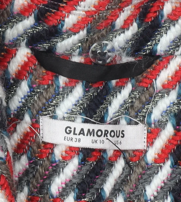 Glamorous Women's Multicoloured Check Wool Blend Mid-Length Coat Size 10 - Image 4