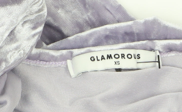 Glamorous Women's Purple Velvet Bodycon Belted Mini Dress XS - Image 5