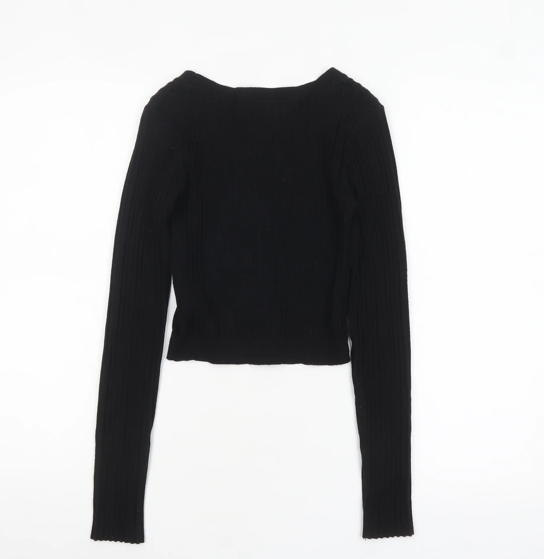 Glassons Women’s Black V-Neck Ribbed Button Cardigan Size M - Image 3