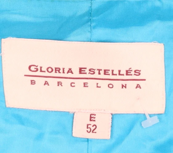 Gloria Estellés Women's Blue Silk 3/4 Sleeve Suit Jacket Size 24 - Image 4