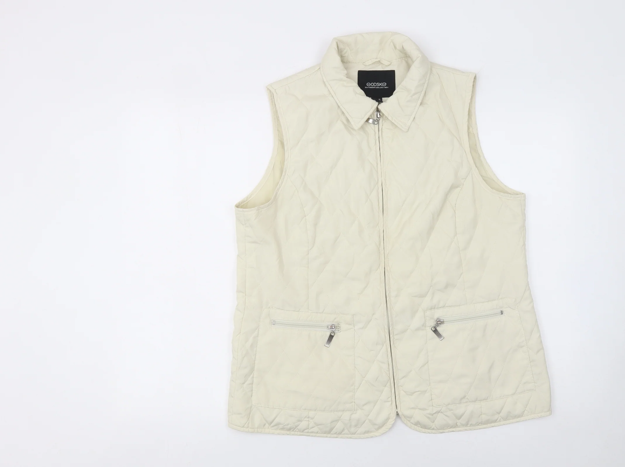 Godske Women’s Ivory Quilted Sleeveless Waistcoat Size 16