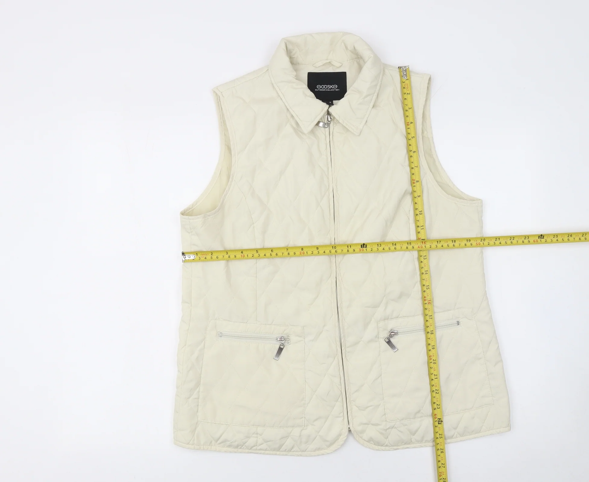 Godske Women’s Ivory Quilted Sleeveless Waistcoat Size 16 - Image 2