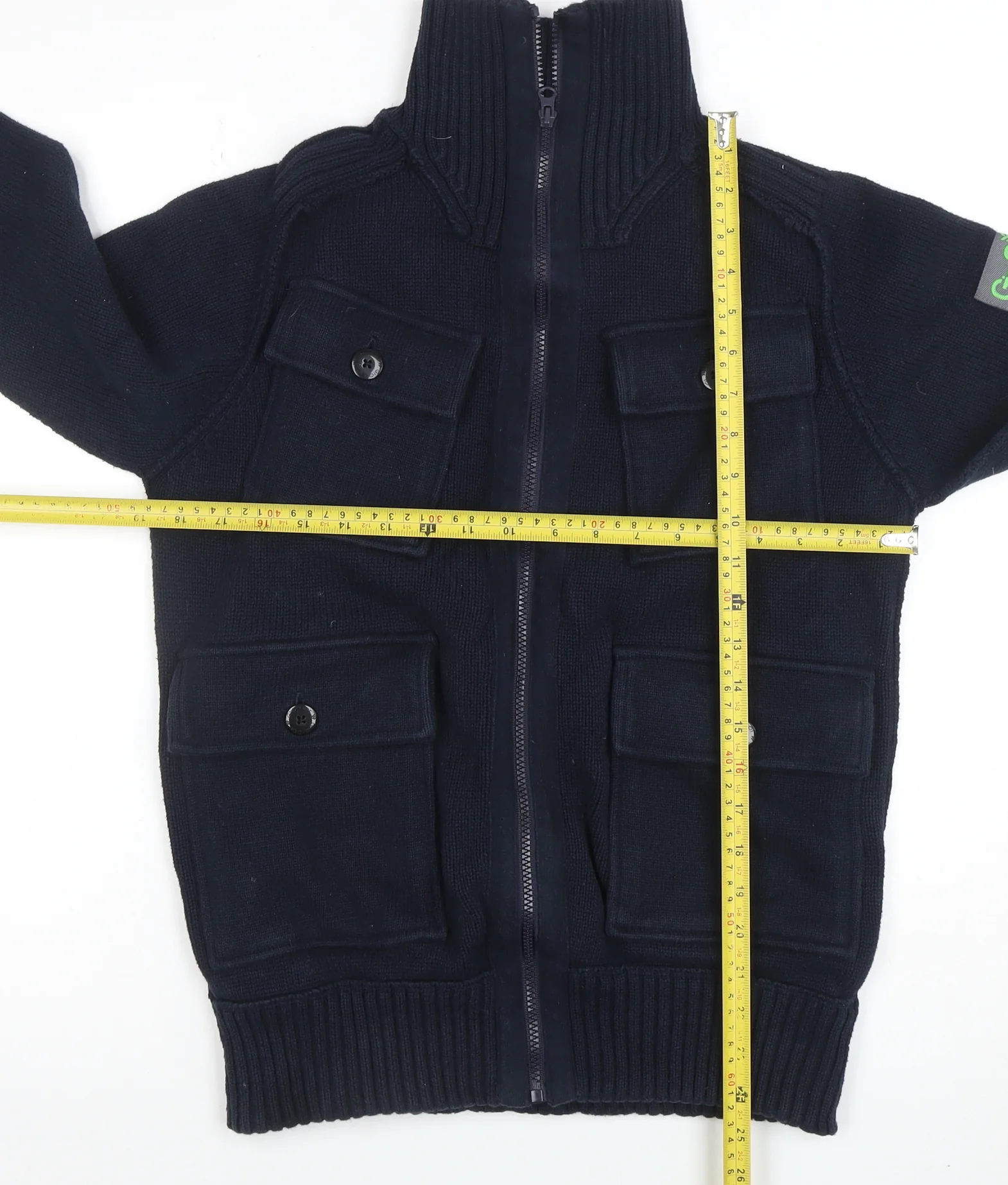 GoGoGo Men Blue Full Zip High Neck Cotton Jumper M - Image 2