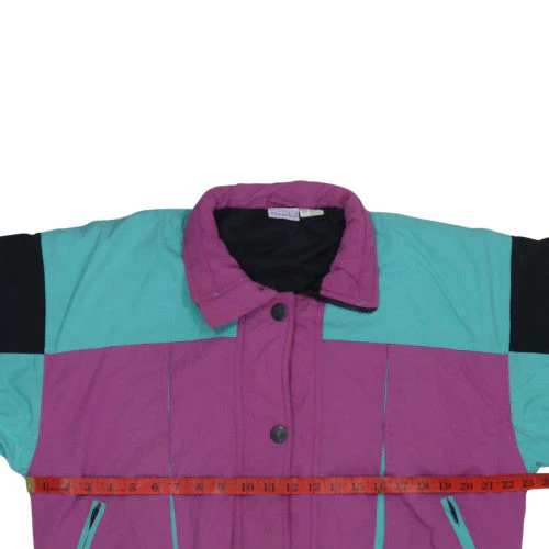 Golden Team Women's Purple Green 90s Retro Puffer Jacket Size 14 - Image 2