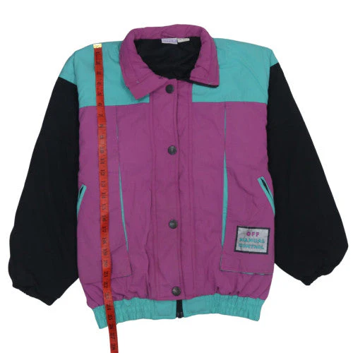 Golden Team Women's Purple Green 90s Retro Puffer Jacket Size 14 - Image 3