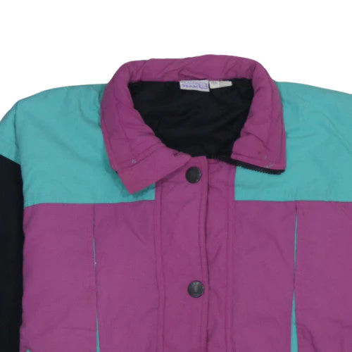 Golden Team Women's Purple Green 90s Retro Puffer Jacket Size 14 - Image 7
