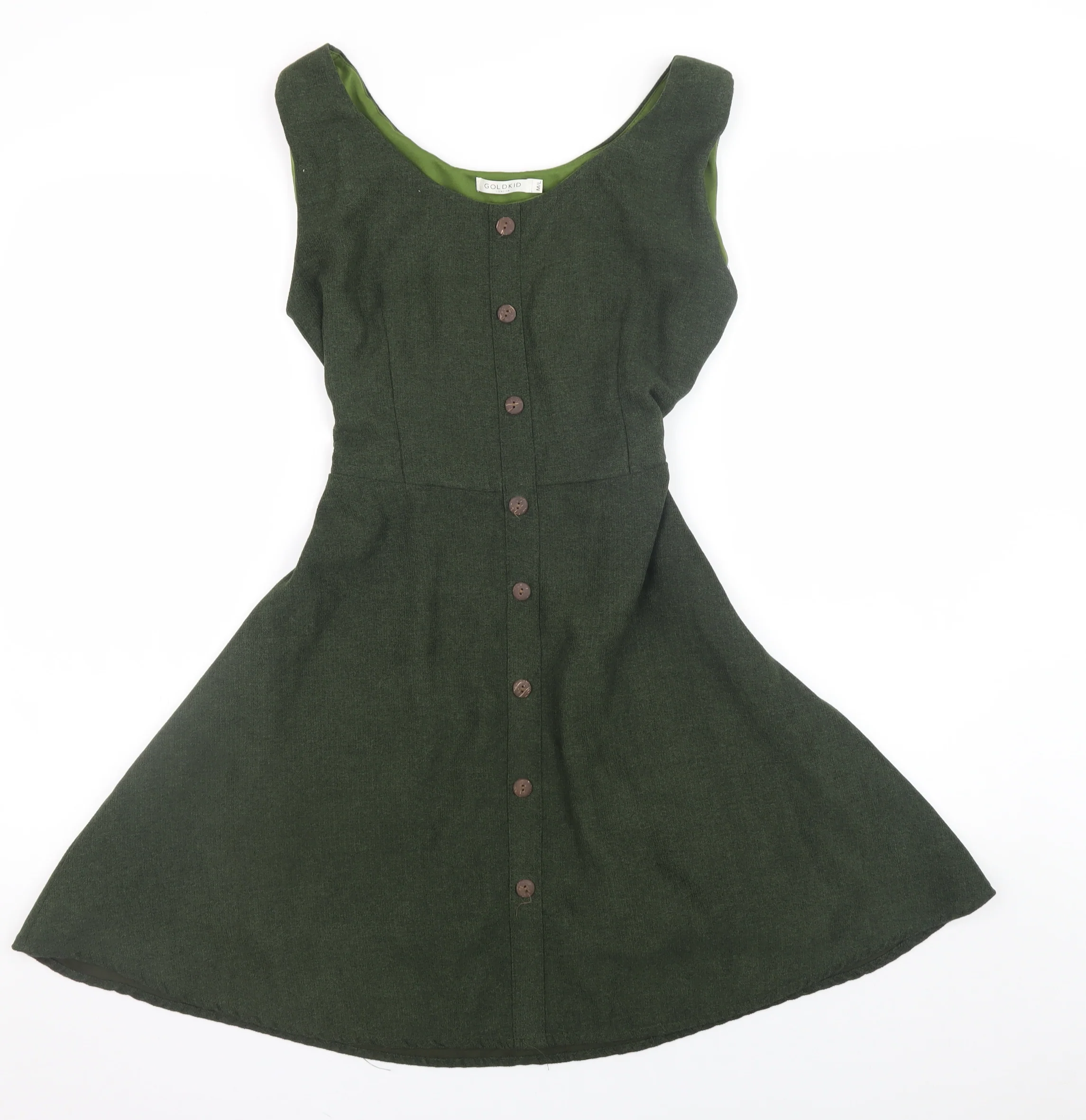 Goldkid London Womens Green A-Line Sleeveless Belted Dress M