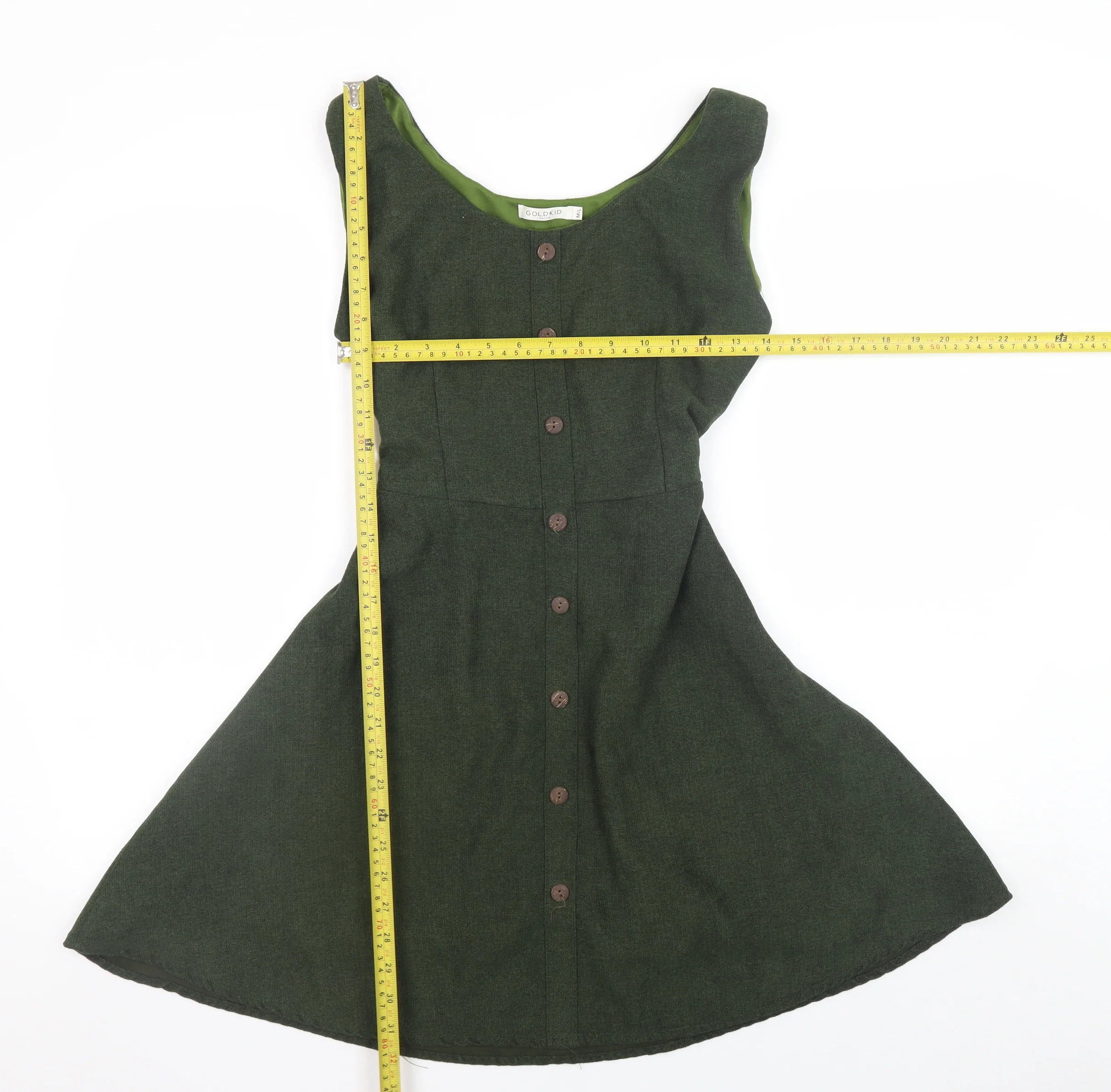 Goldkid London Womens Green A-Line Sleeveless Belted Dress M - Image 2