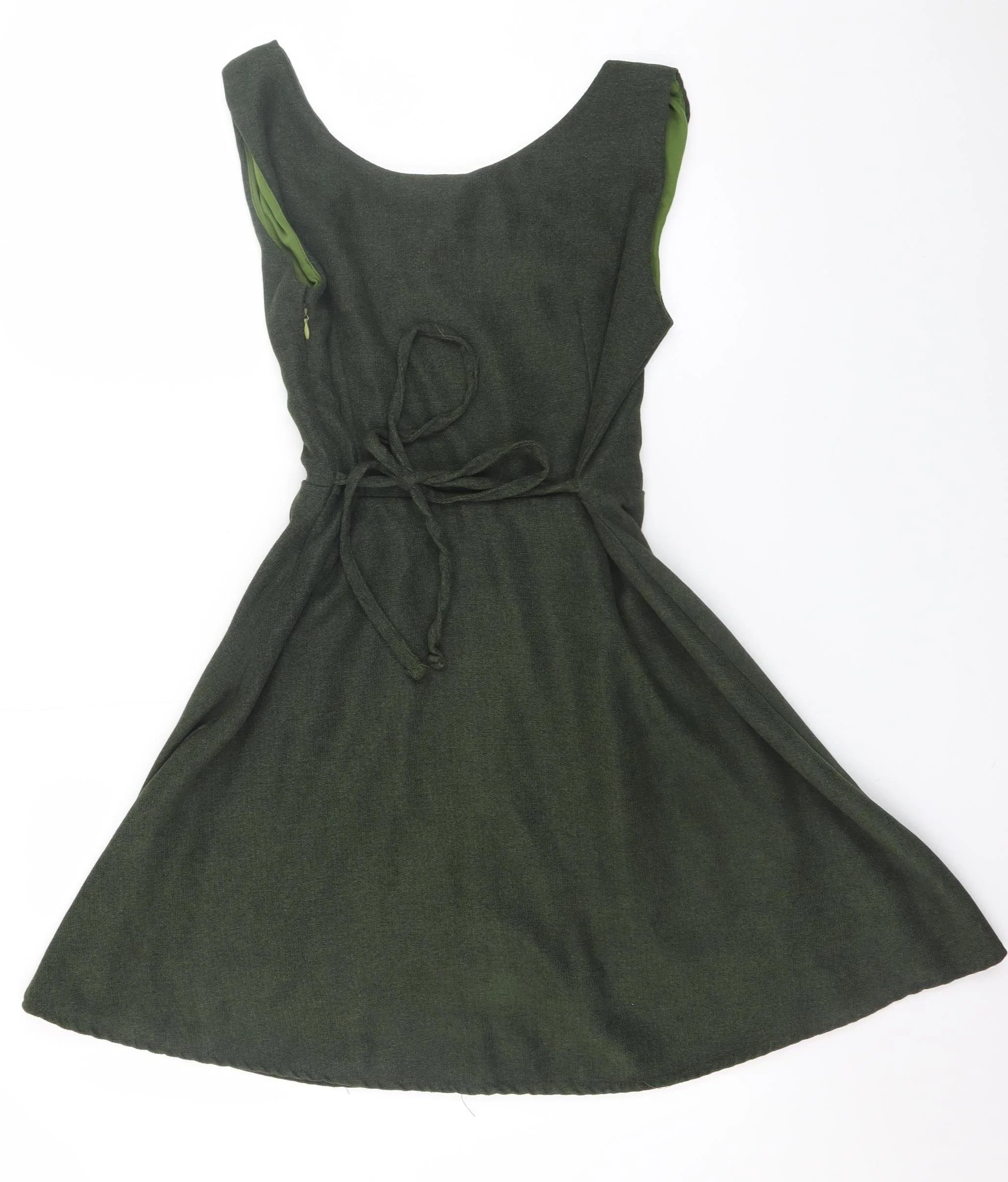 Goldkid London Womens Green A-Line Sleeveless Belted Dress M - Image 3