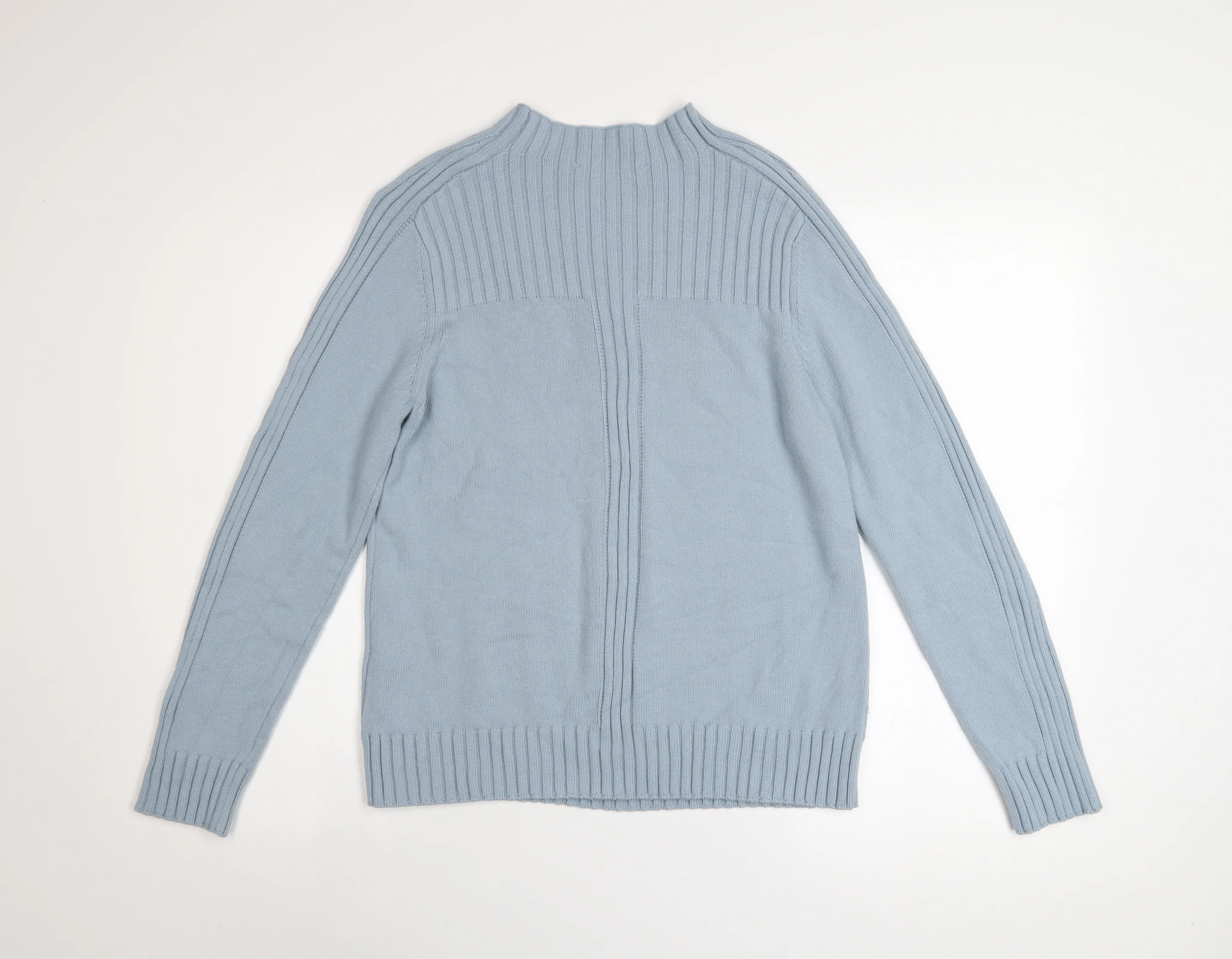 Gollehaug Women Blue Mock Neck Long Sleeve Knit Jumper Size 12 - Image 3