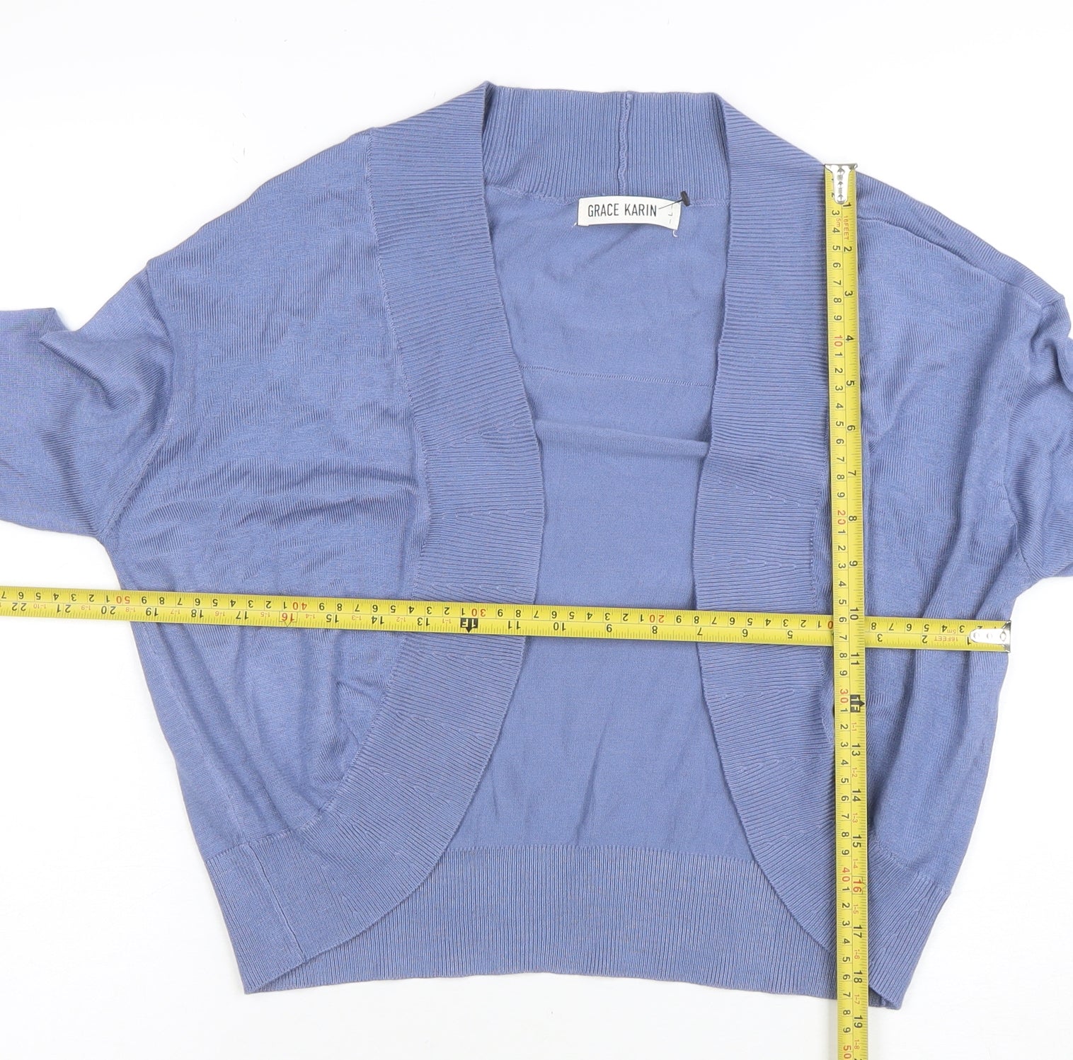 Grace Karin Womens Blue Knit Open Cardigan Size L Lightweight Casual - Image 2