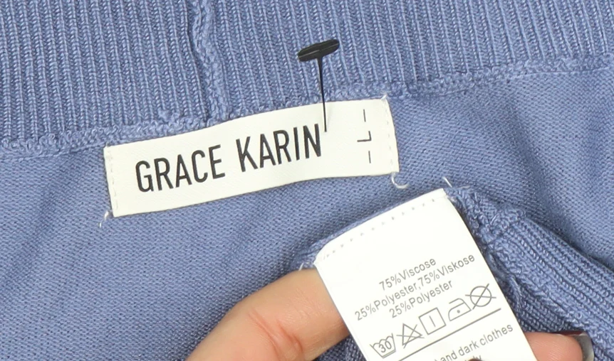 Grace Karin Womens Blue Knit Open Cardigan Size L Lightweight Casual - Image 4