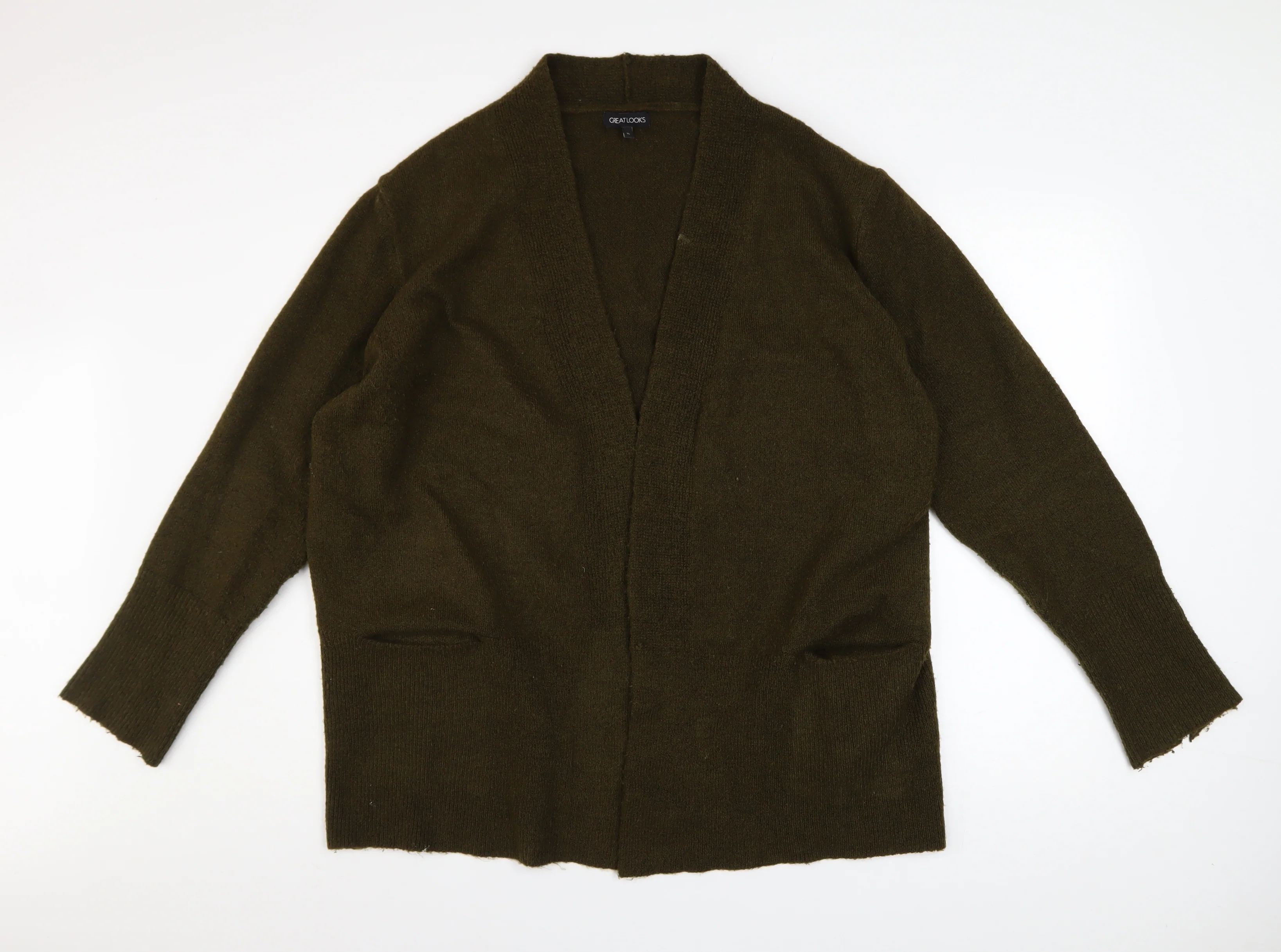 Great Looks Women's Brown XL Knit Cardigan Long Sleeve V-Neck