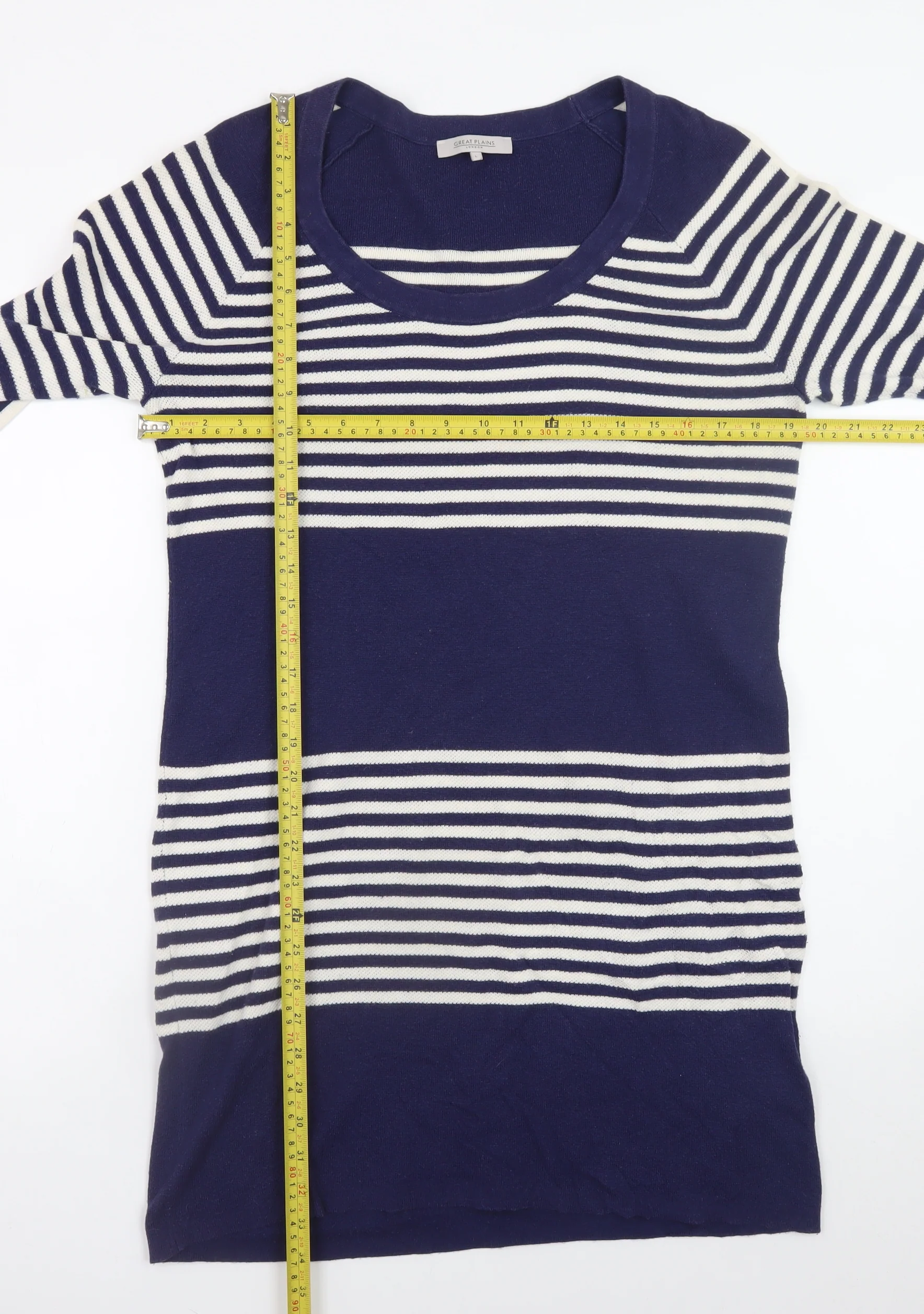 Great Plains Women Blue Striped Jumper Dress L Knit Casual - Image 2