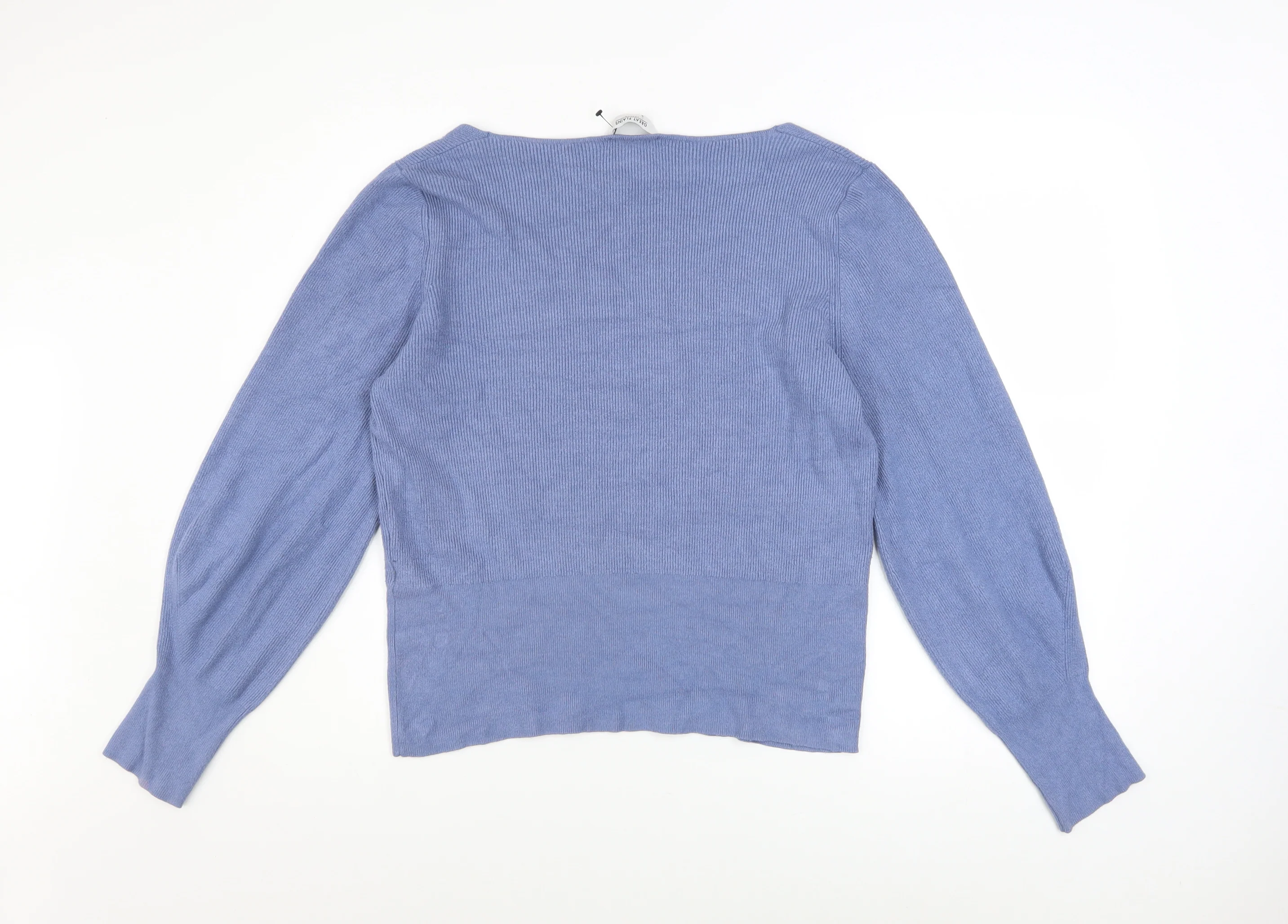 Great Plains Women Blue V-Neck Knit Jumper Size 14 - Image 3
