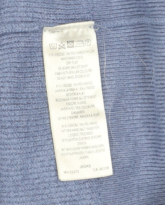 Great Plains Women Blue V-Neck Knit Jumper Size 14 - Image 4