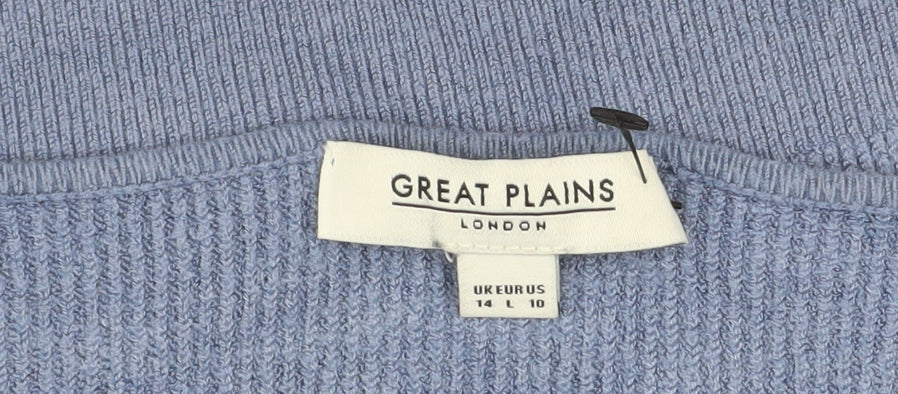 Great Plains Women Blue V-Neck Knit Jumper Size 14 - Image 5