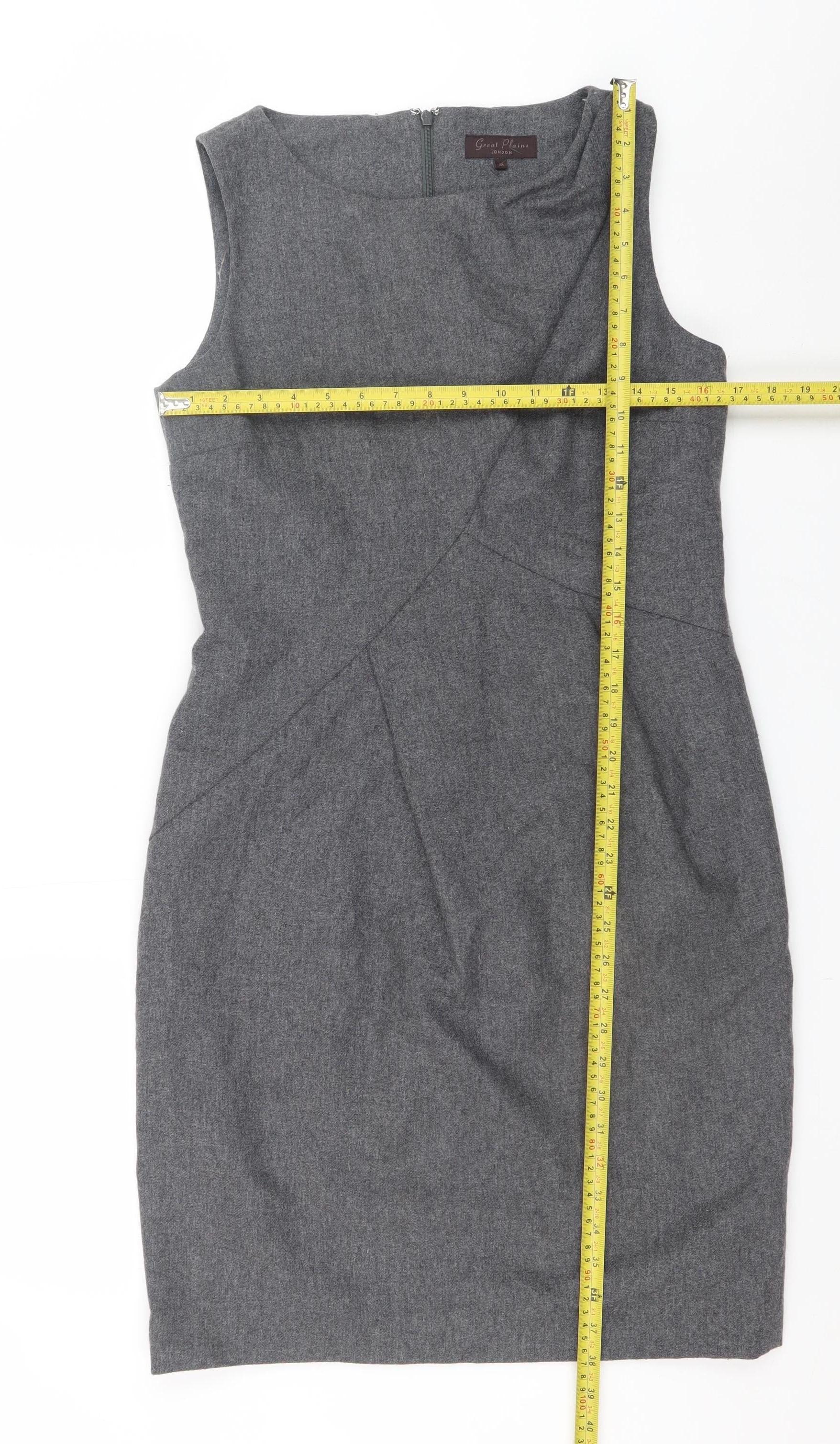 Great Plains Women's Grey Wool Blend Sleeveless Sheath Work Dress M - Image 2