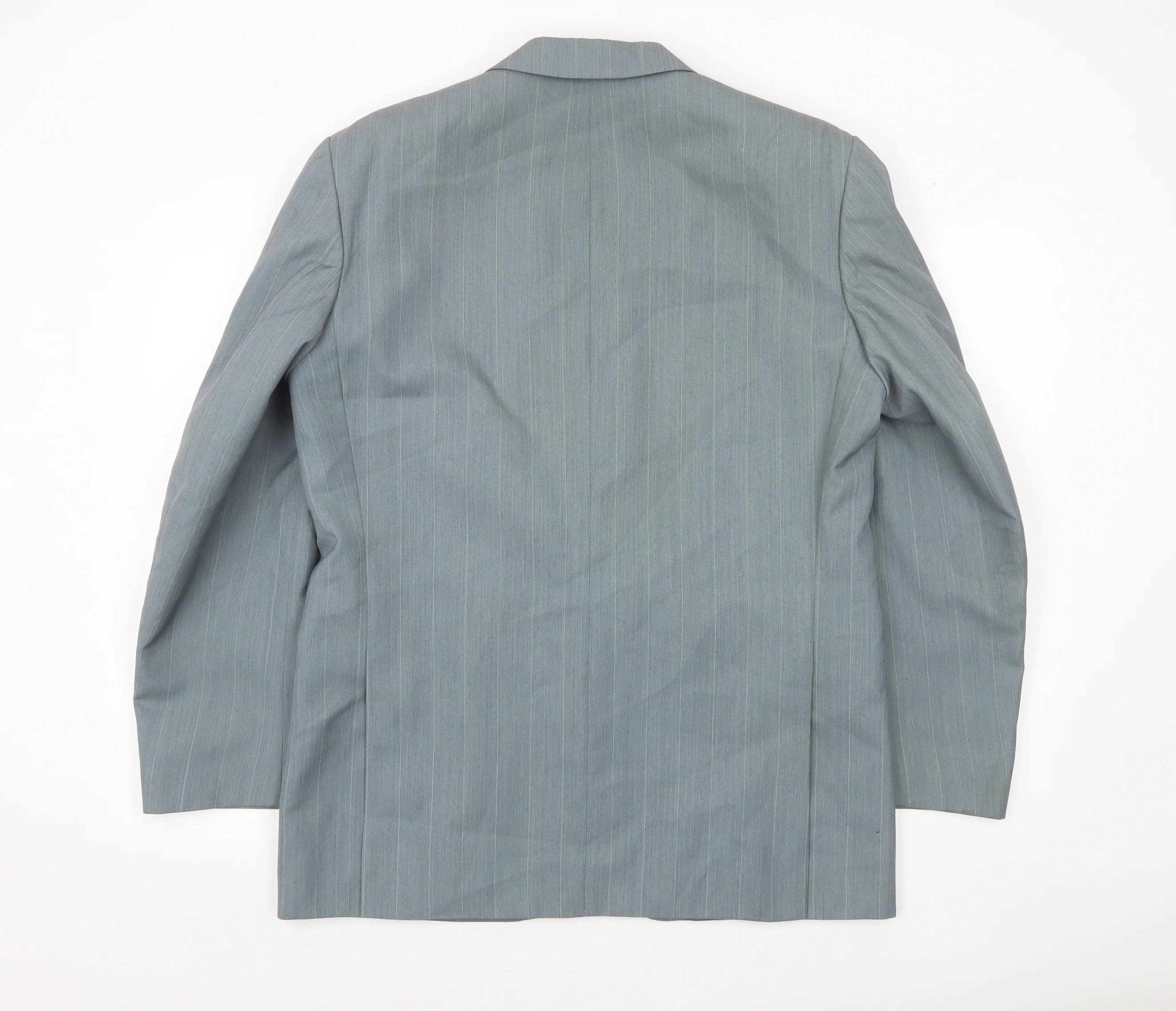Greenwoods Mens Grey 40 Regular Fit Striped Wool Blend Blazer Jacket - Image 3