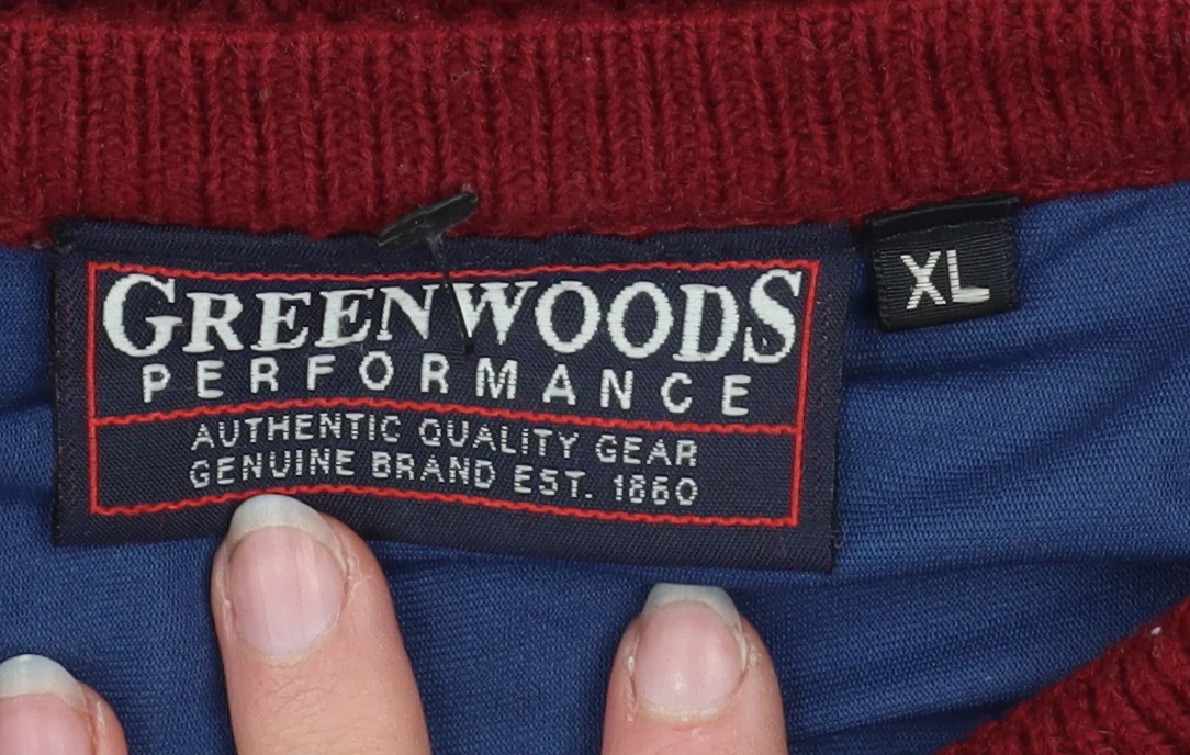 Greenwoods Performance Men's Red XL Crew Neck Wool Blend Jumper - Image 5
