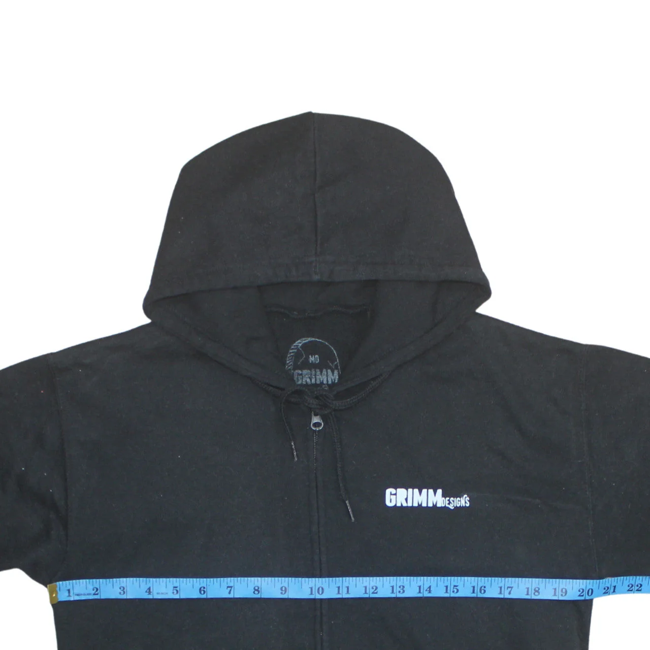 Grimm Designs Black Full Zip Hoodie Women Medium Skull Graphic - Image 2