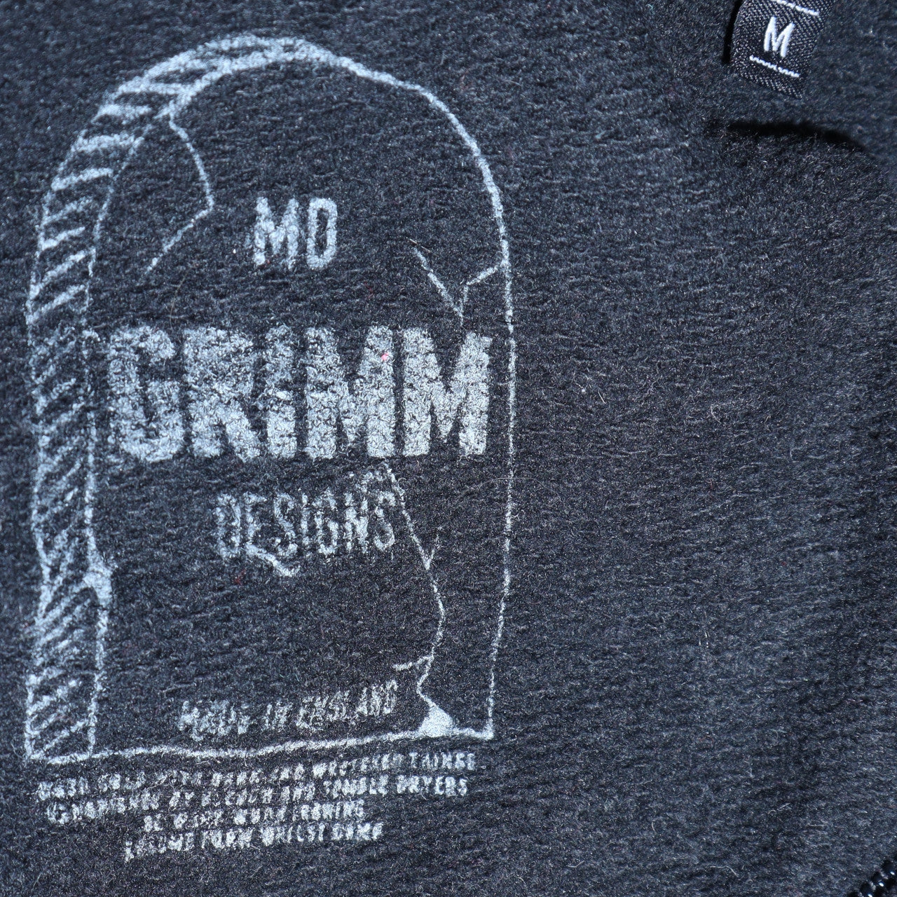 Grimm Designs Black Full Zip Hoodie Women Medium Skull Graphic - Image 5
