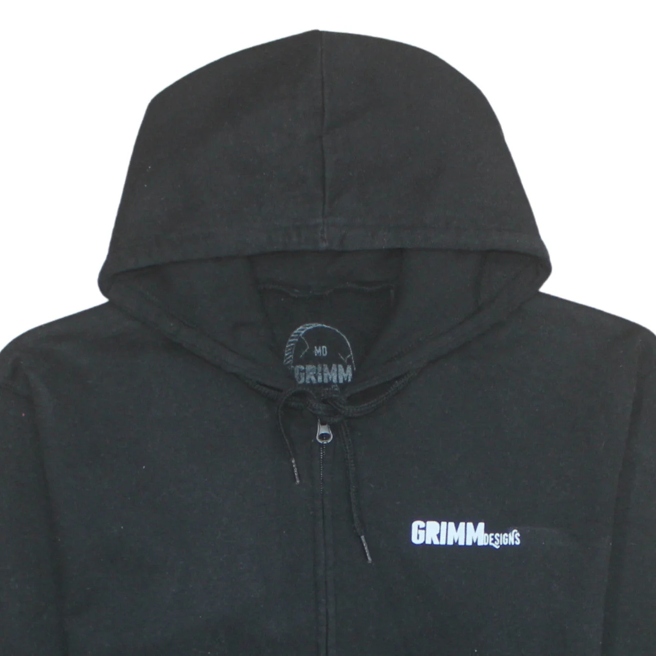 Grimm Designs Black Full Zip Hoodie Women Medium Skull Graphic - Image 7