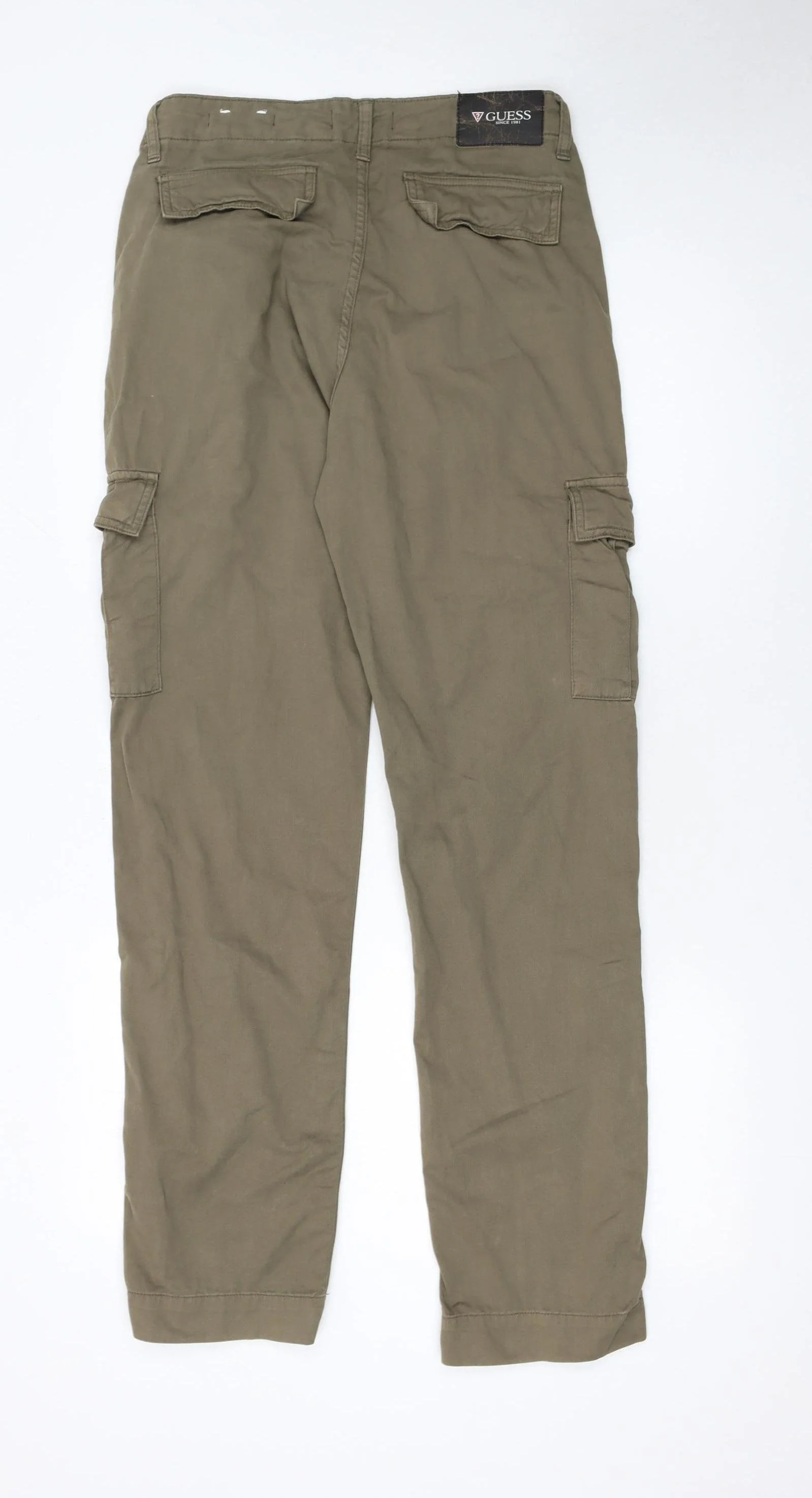 Guess Men's Brown Cargo Trousers 28x32 Mid Rise Regular Straight - Image 3