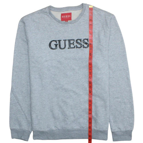 Guess Mens Grey 2XL Crew Neck Logo Pullover Sweatshirt - Image 3