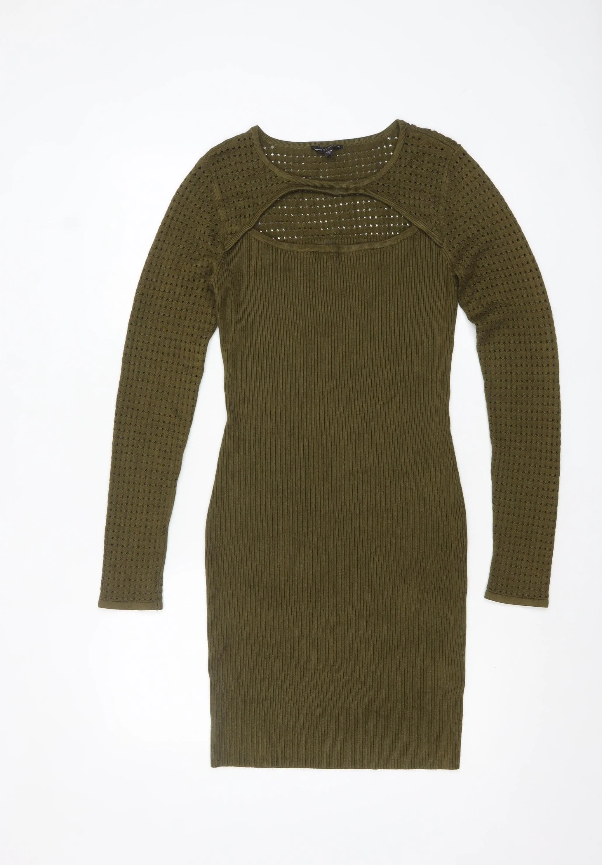 Guess Women Green Bodycon Knit Cut Out Dress Size 12