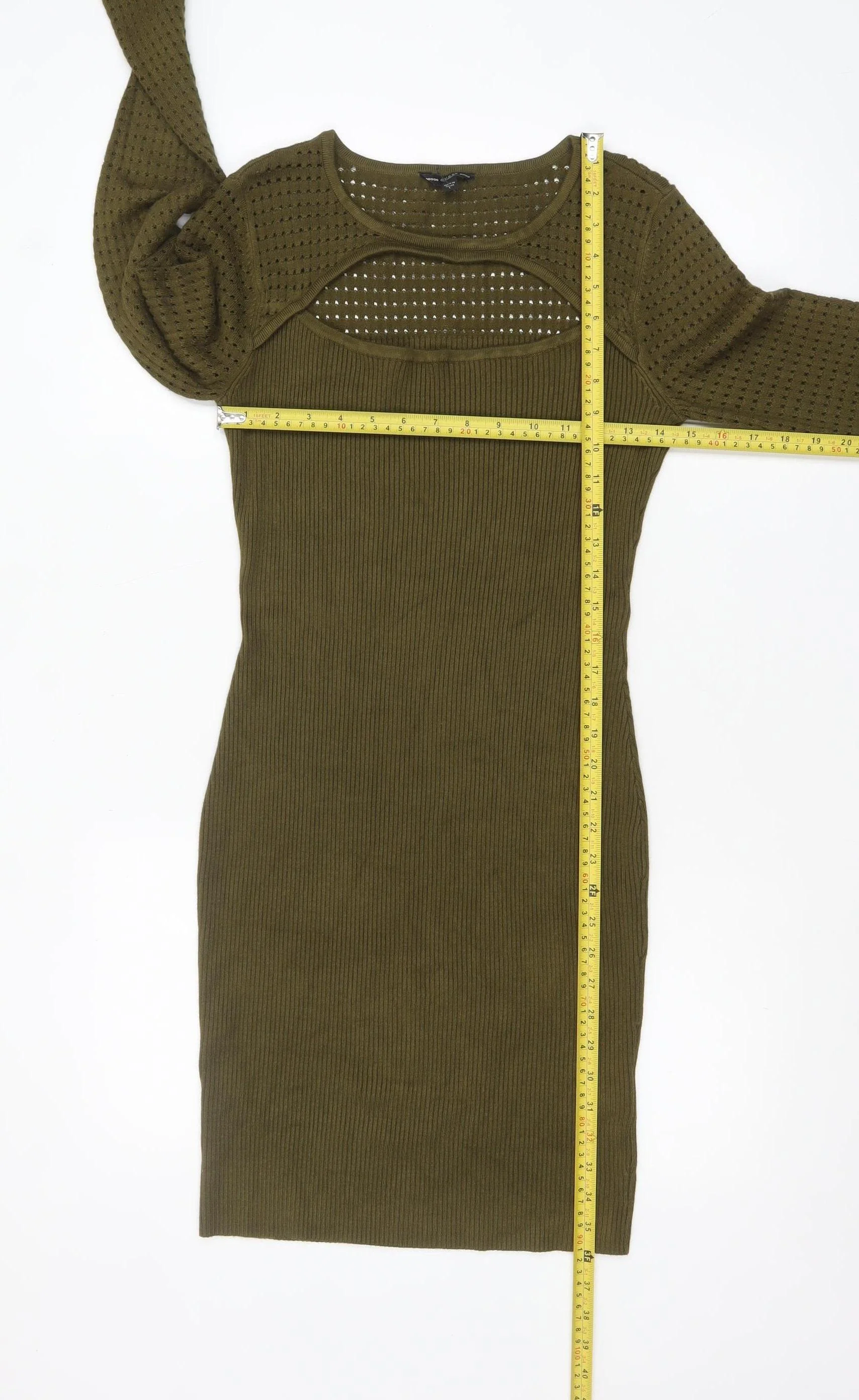 Guess Women Green Bodycon Knit Cut Out Dress Size 12 - Image 2