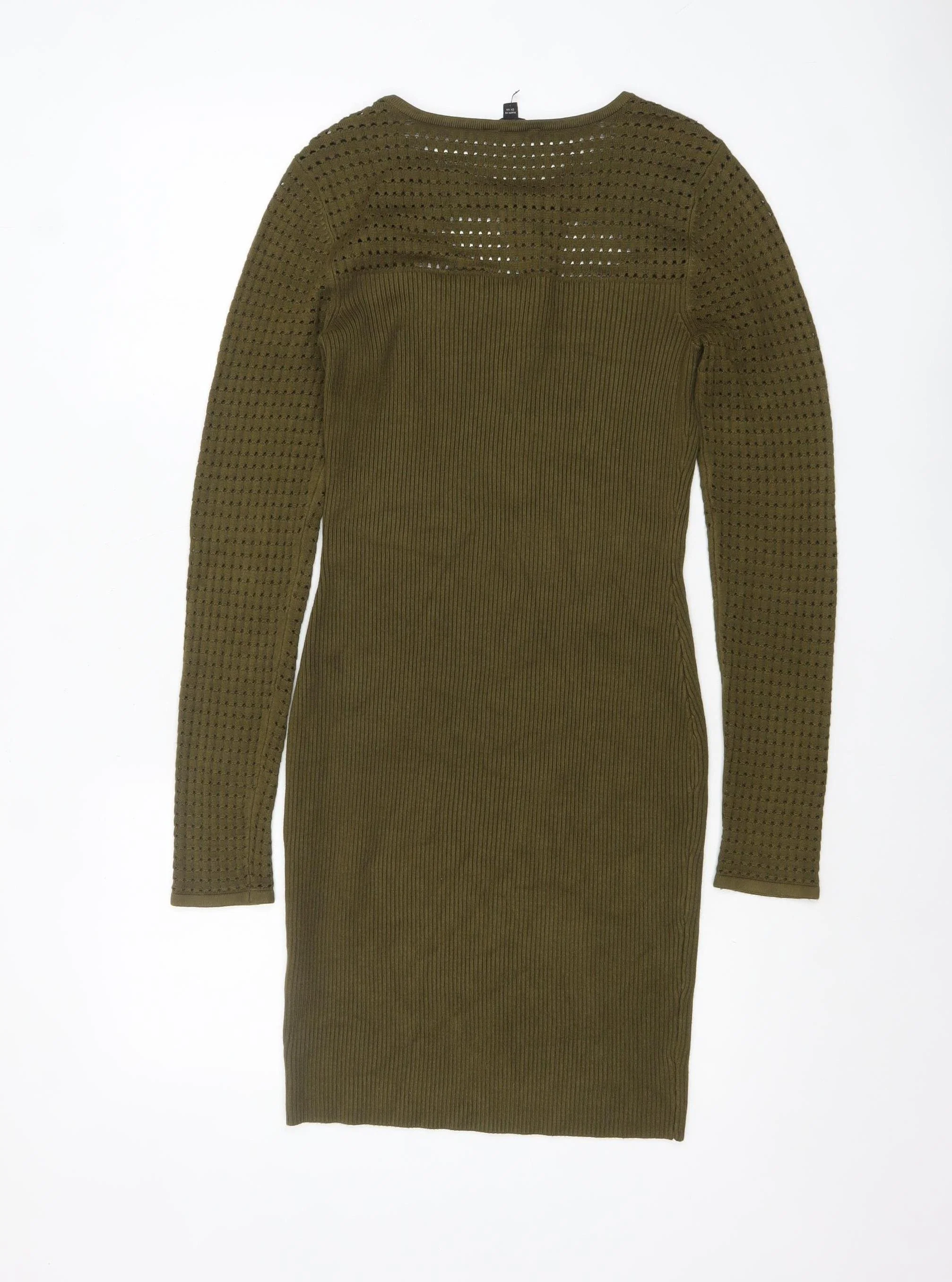 Guess Women Green Bodycon Knit Cut Out Dress Size 12 - Image 3